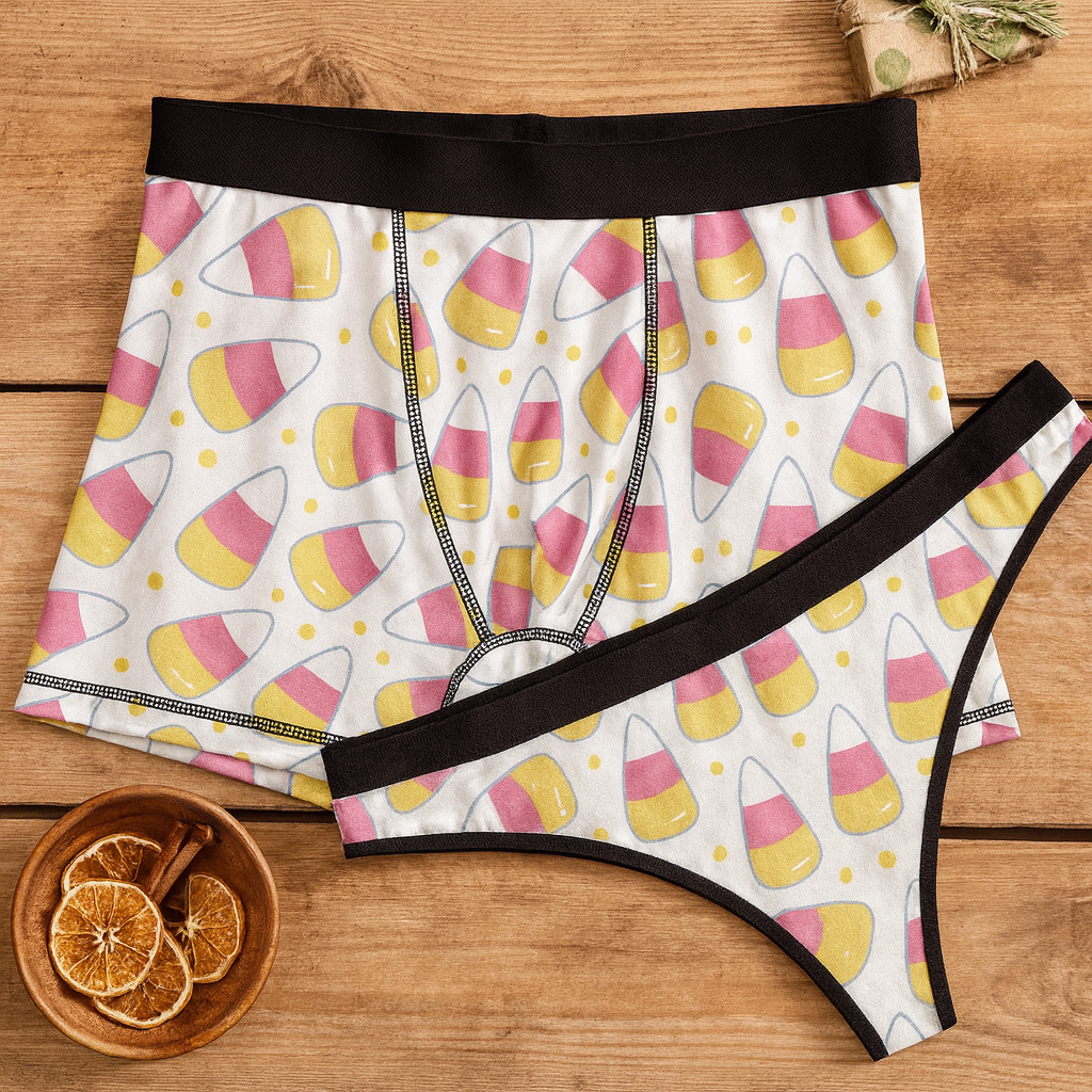 Matching underwear Pink Halloween for couples boxer & thong set