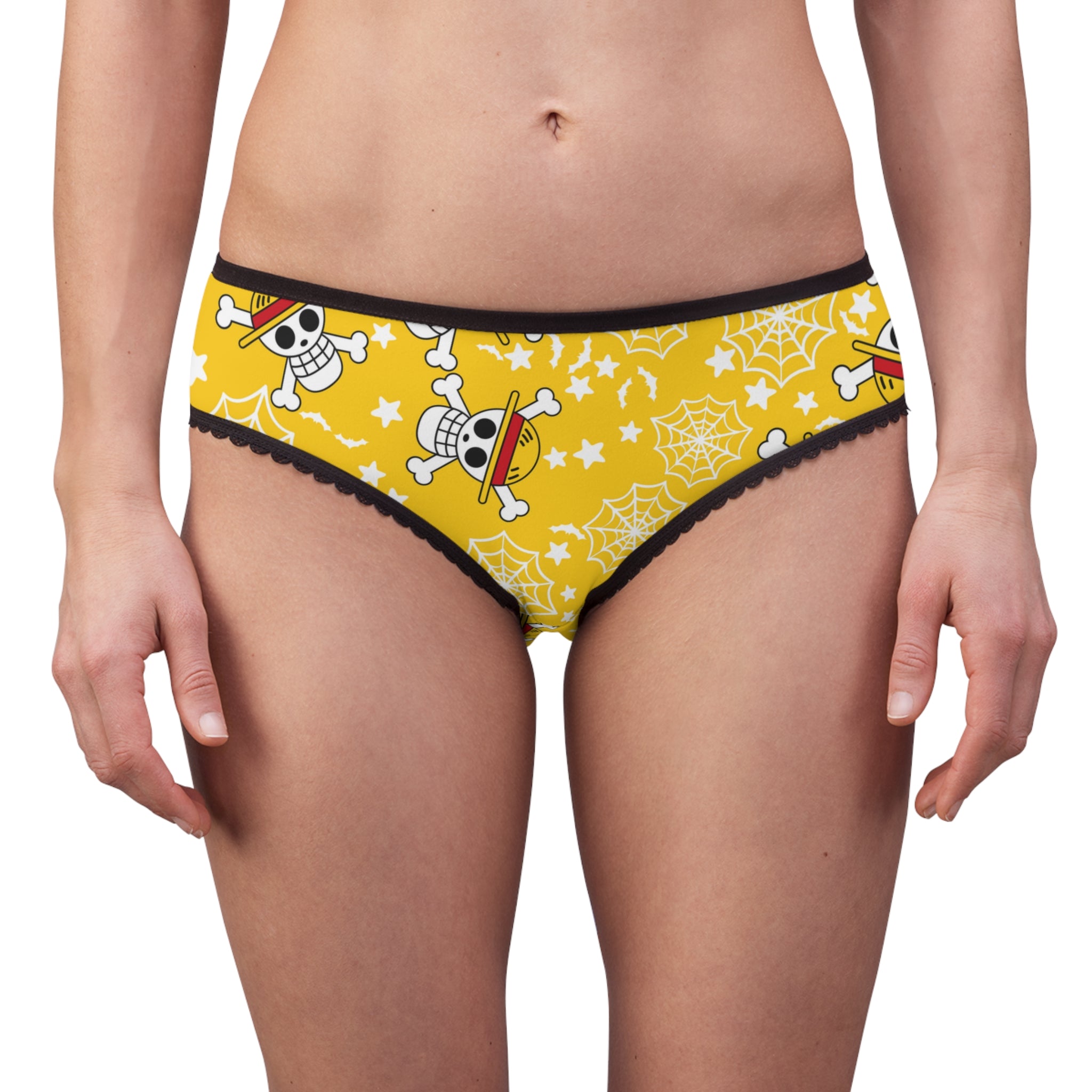 Women's briefs skull anime bats pumpkin halloween yellow