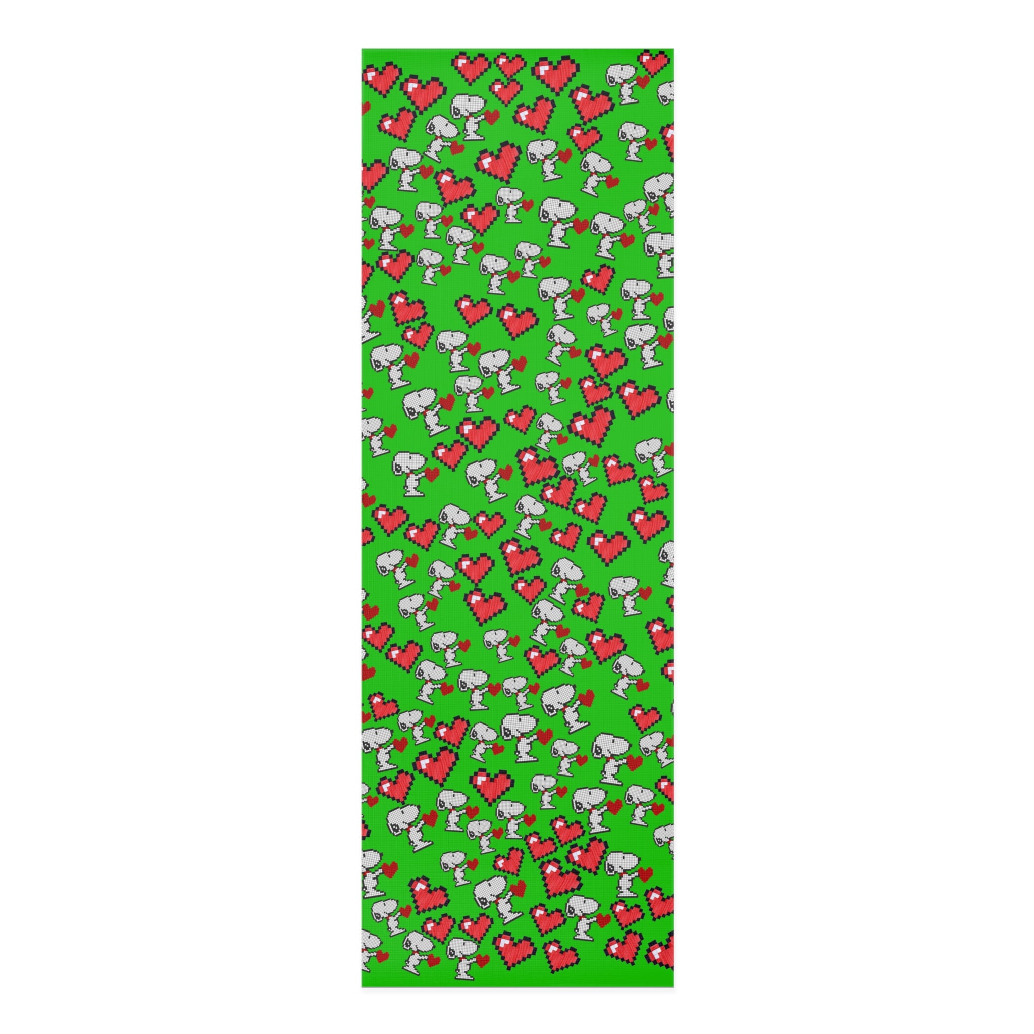 Foam yoga mat snoopy hearts valentine green