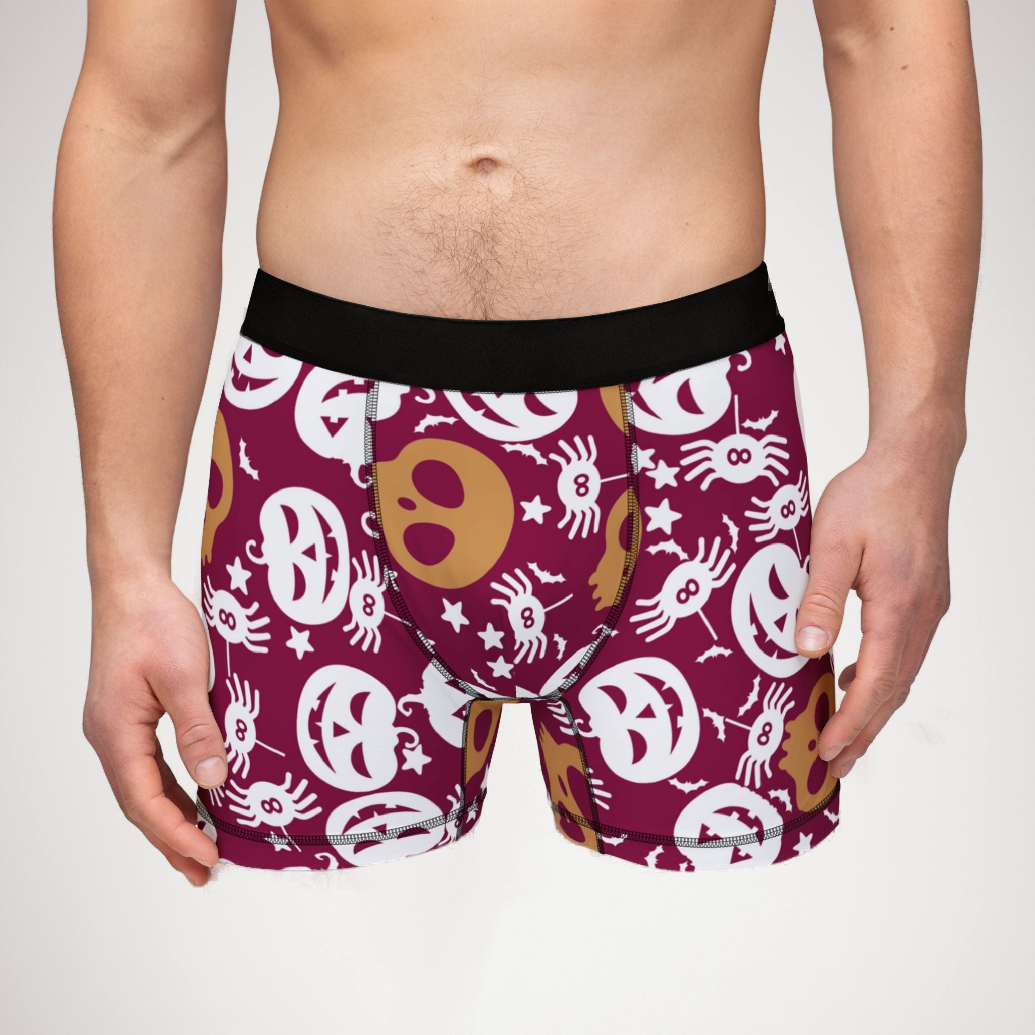 Men's boxers halloween pumpkin spider web berry