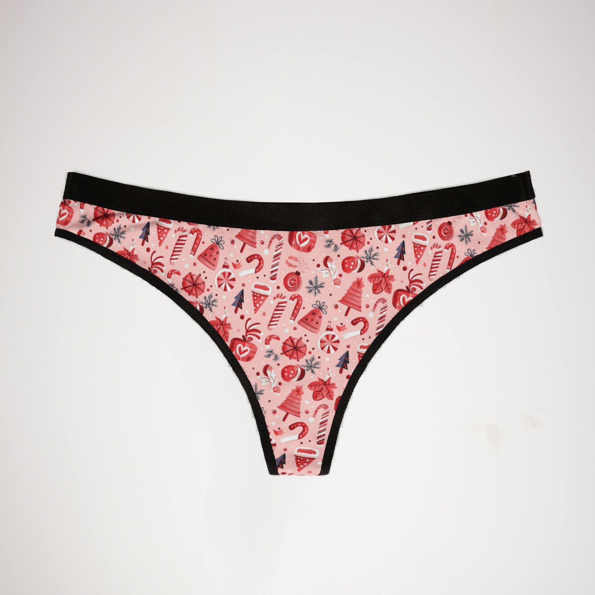Women's thongs red coquette christmas