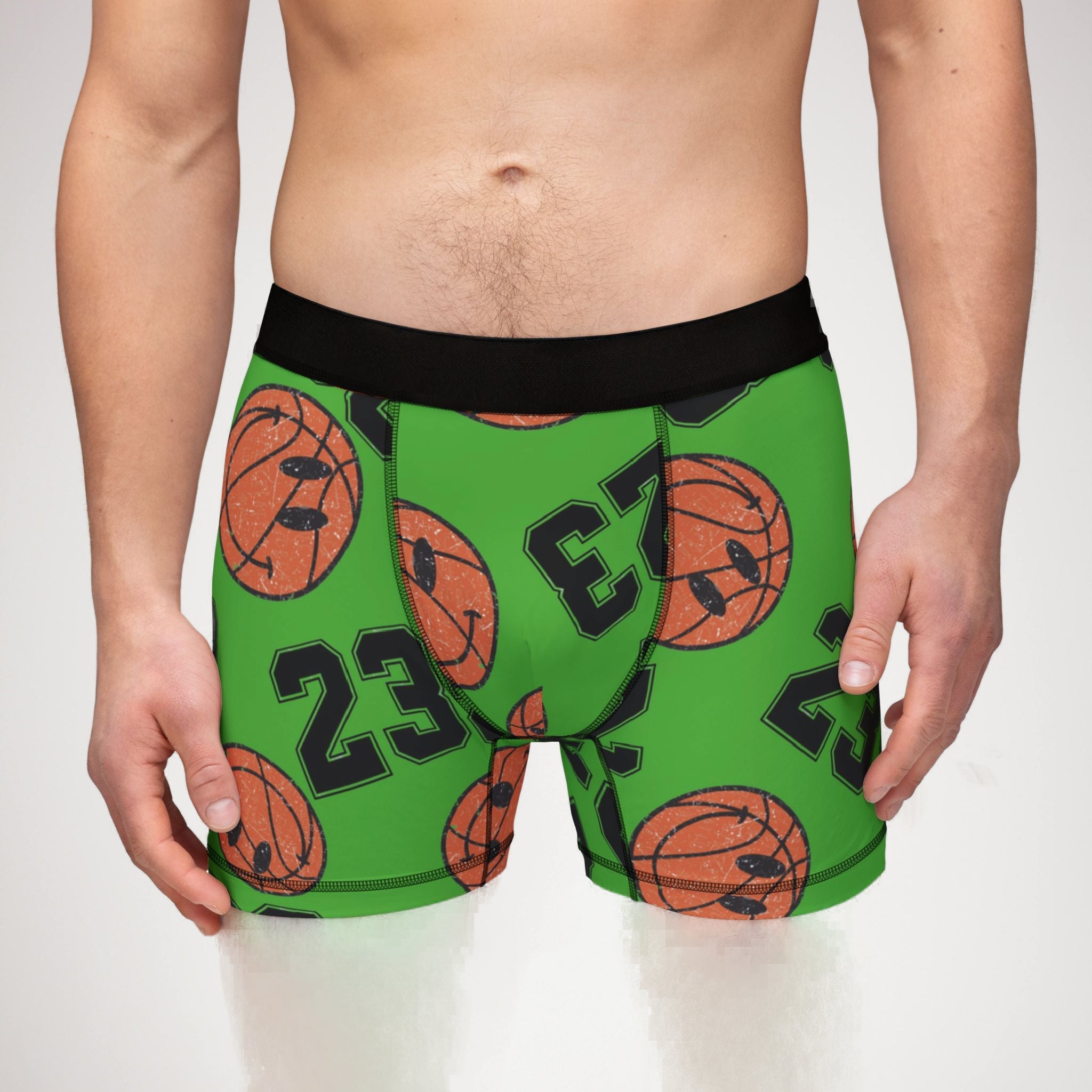 Men's boxers number   basketball green