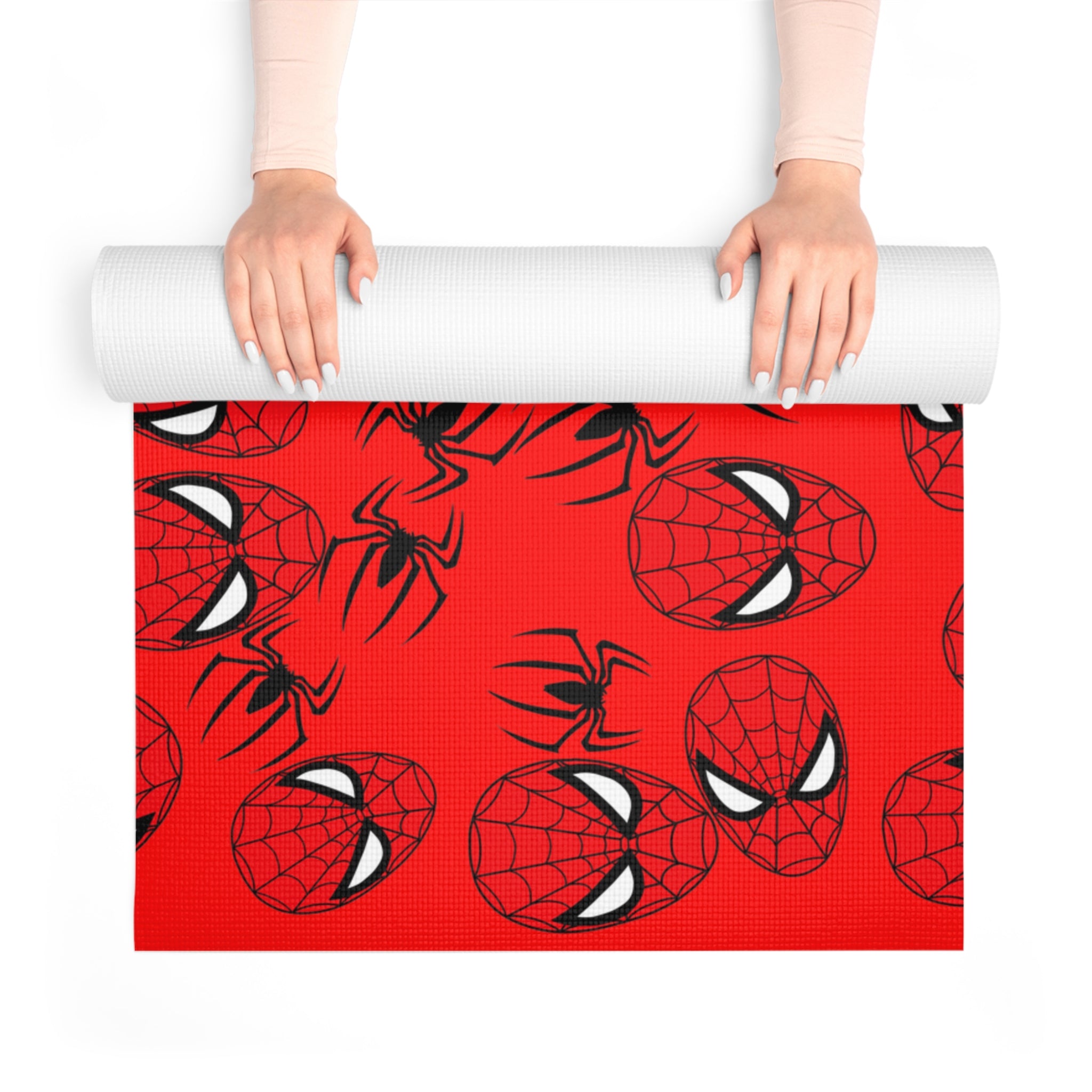 Foam yoga mat spider web red