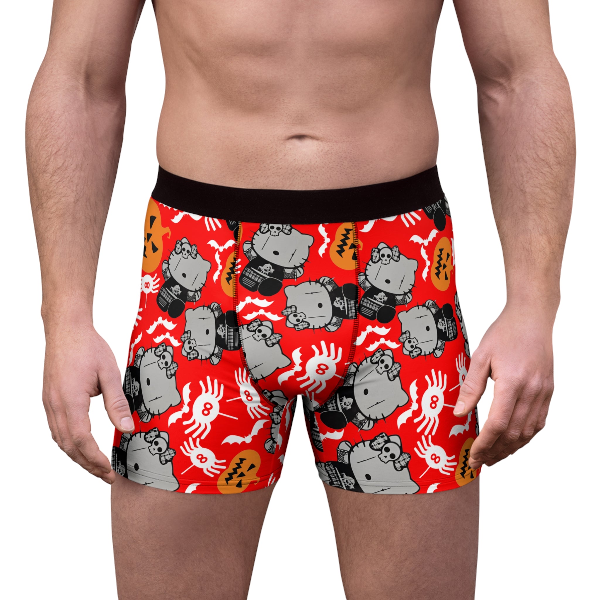 Men's boxer briefs kitty blank pumpkin halloween red