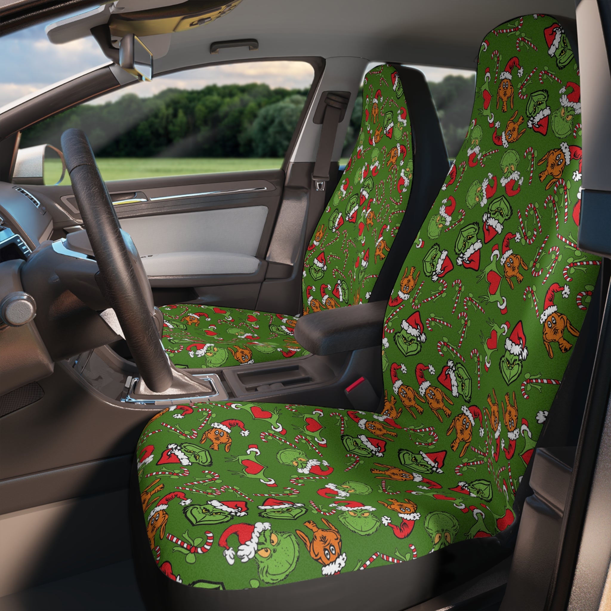 Car seat covers grinch Noel Christmas green