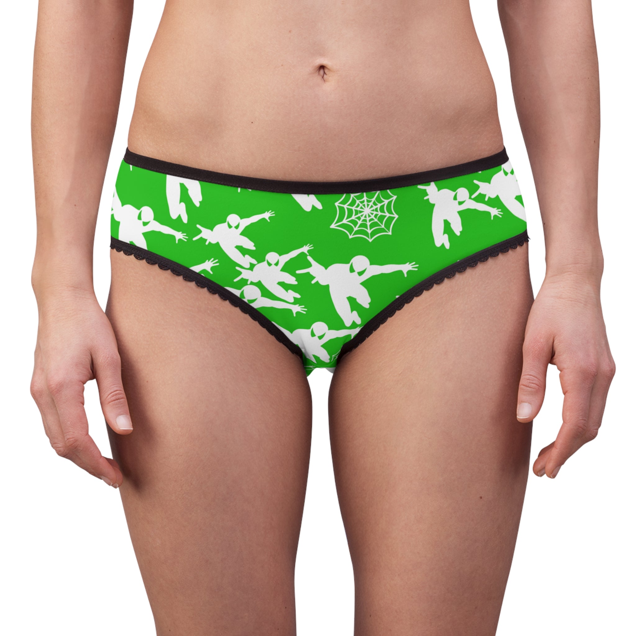 Women's briefs spiderman web plain green