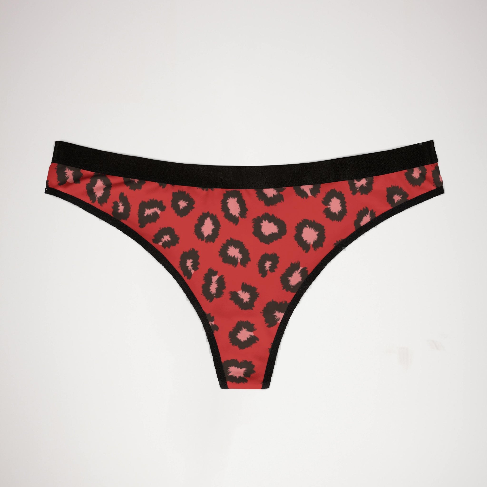 Women's thongs red leopard