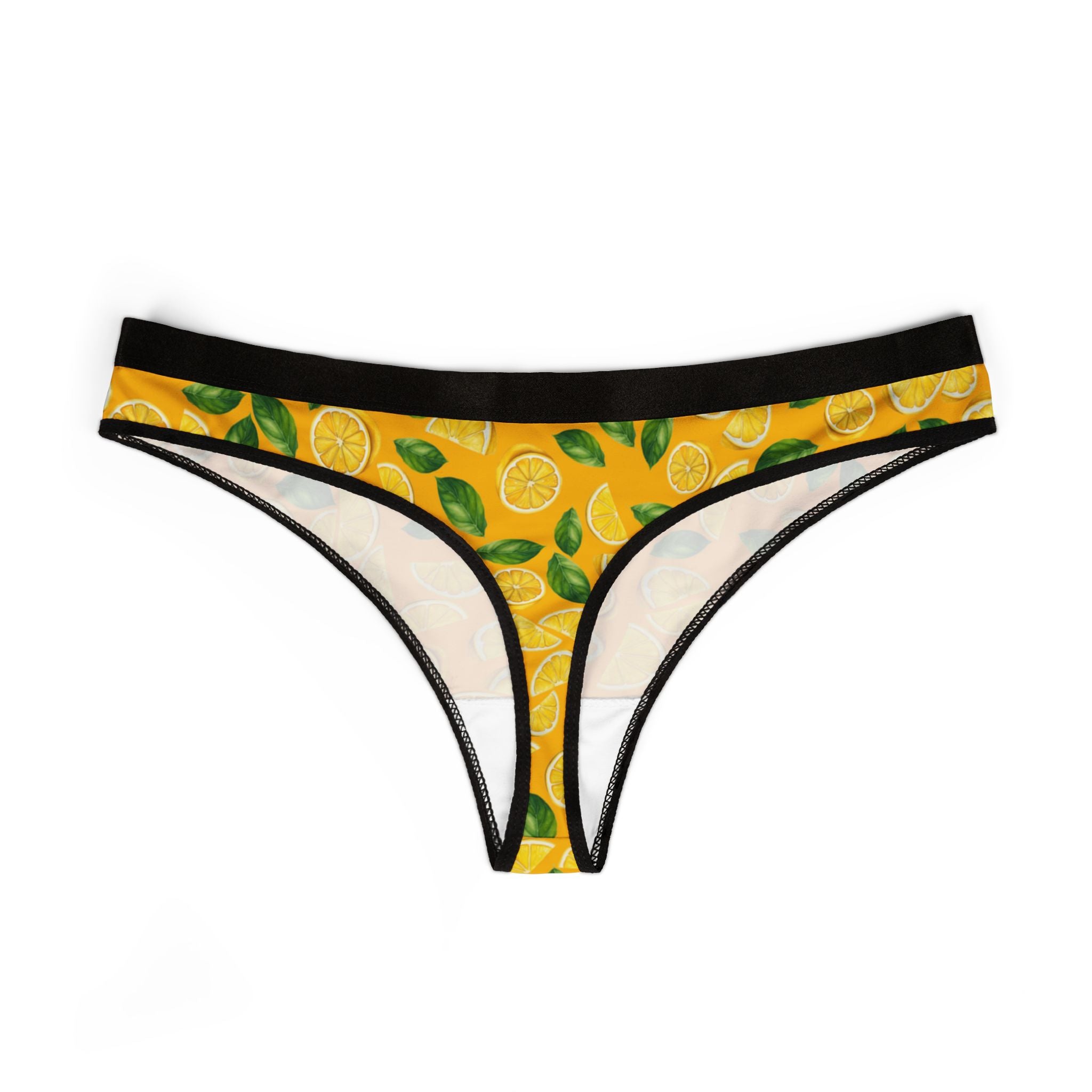 Women's thongs lemon and leaves yellow