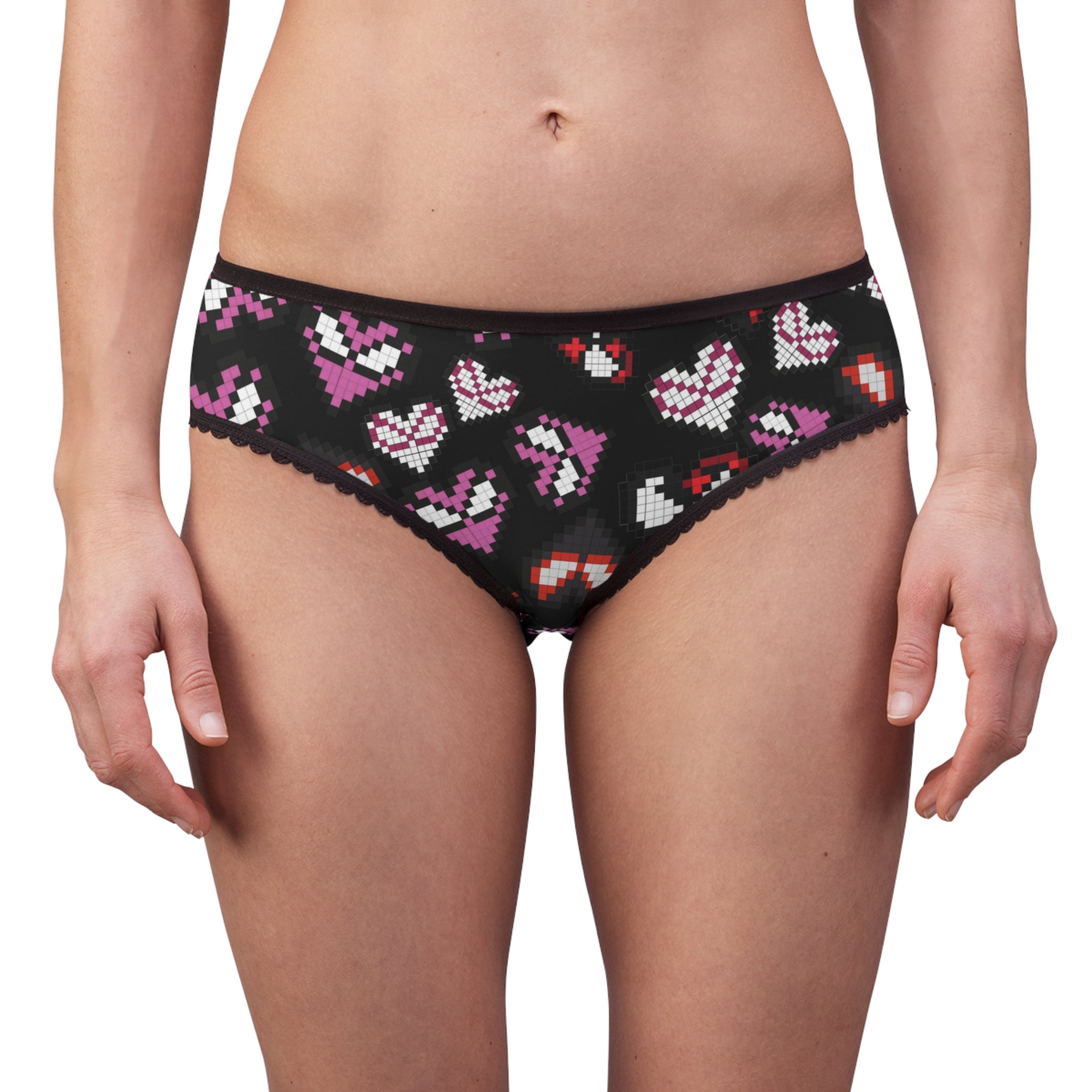 Women's briefs spider hearts pixel black