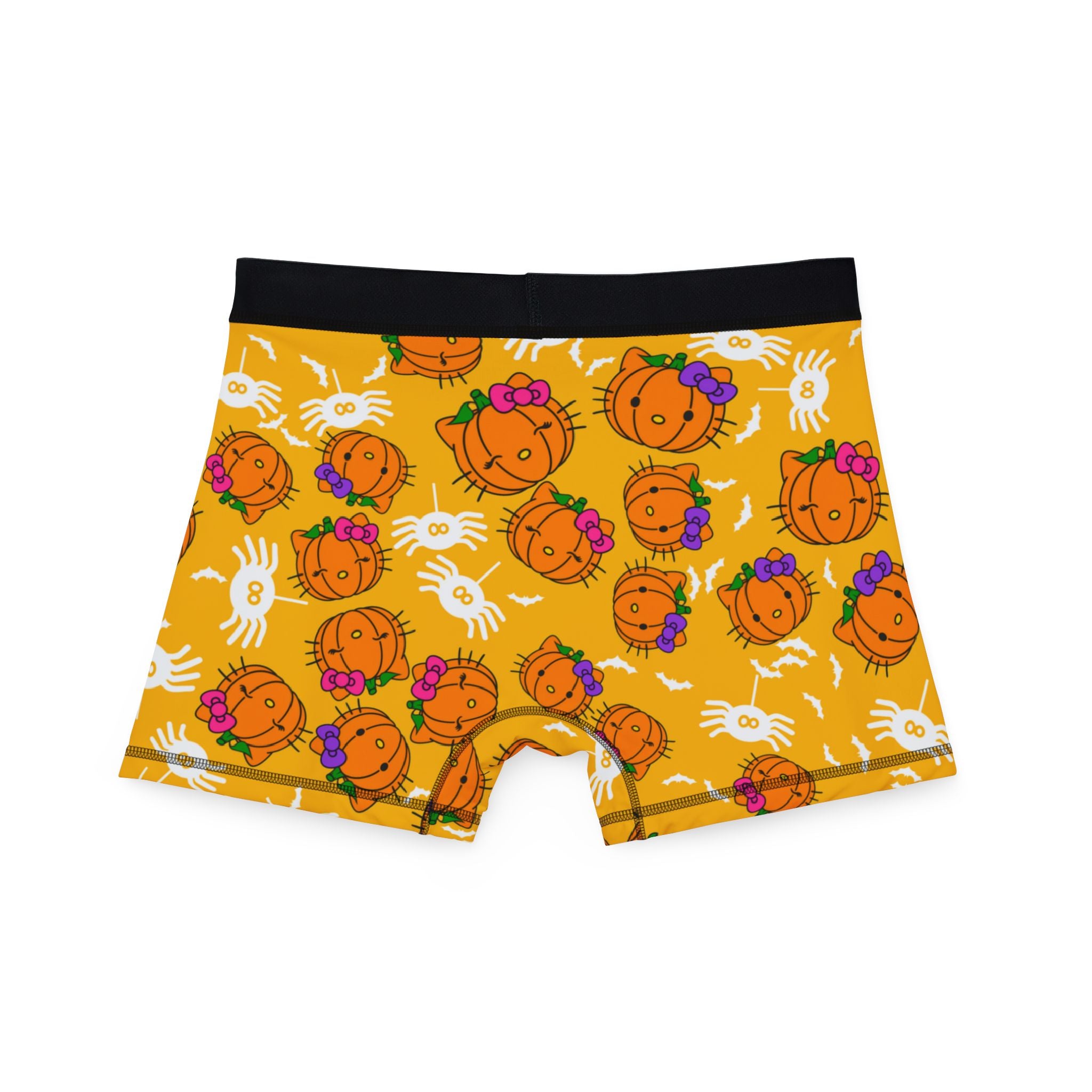 Men's boxers double pumpkin kitty Halloween yellow