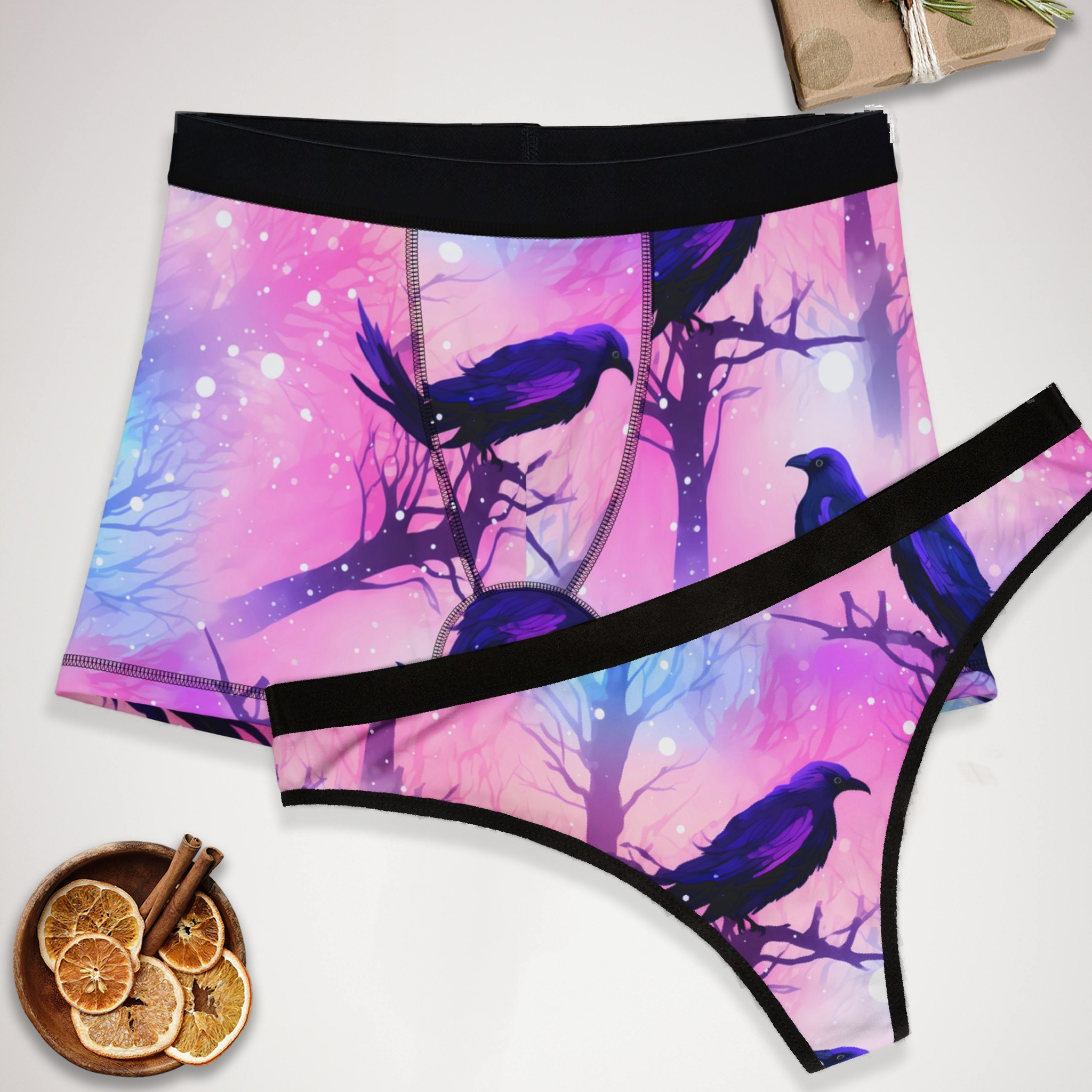 Matching underwear Pastel Halloween for couples boxer & thong set