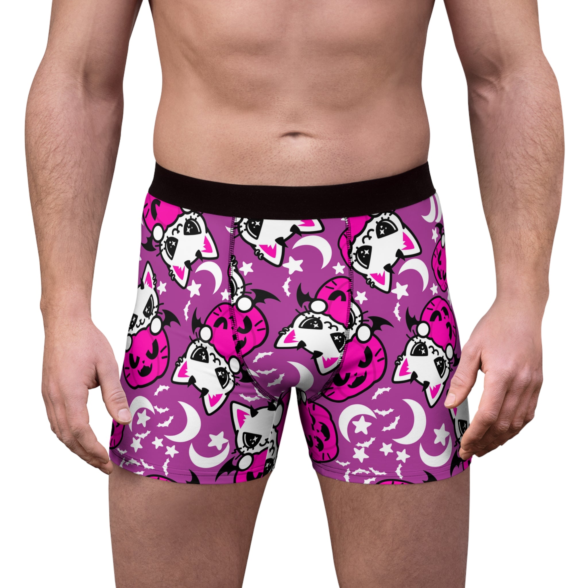 Men's boxer briefs cat kitty bumpkin halloween violet