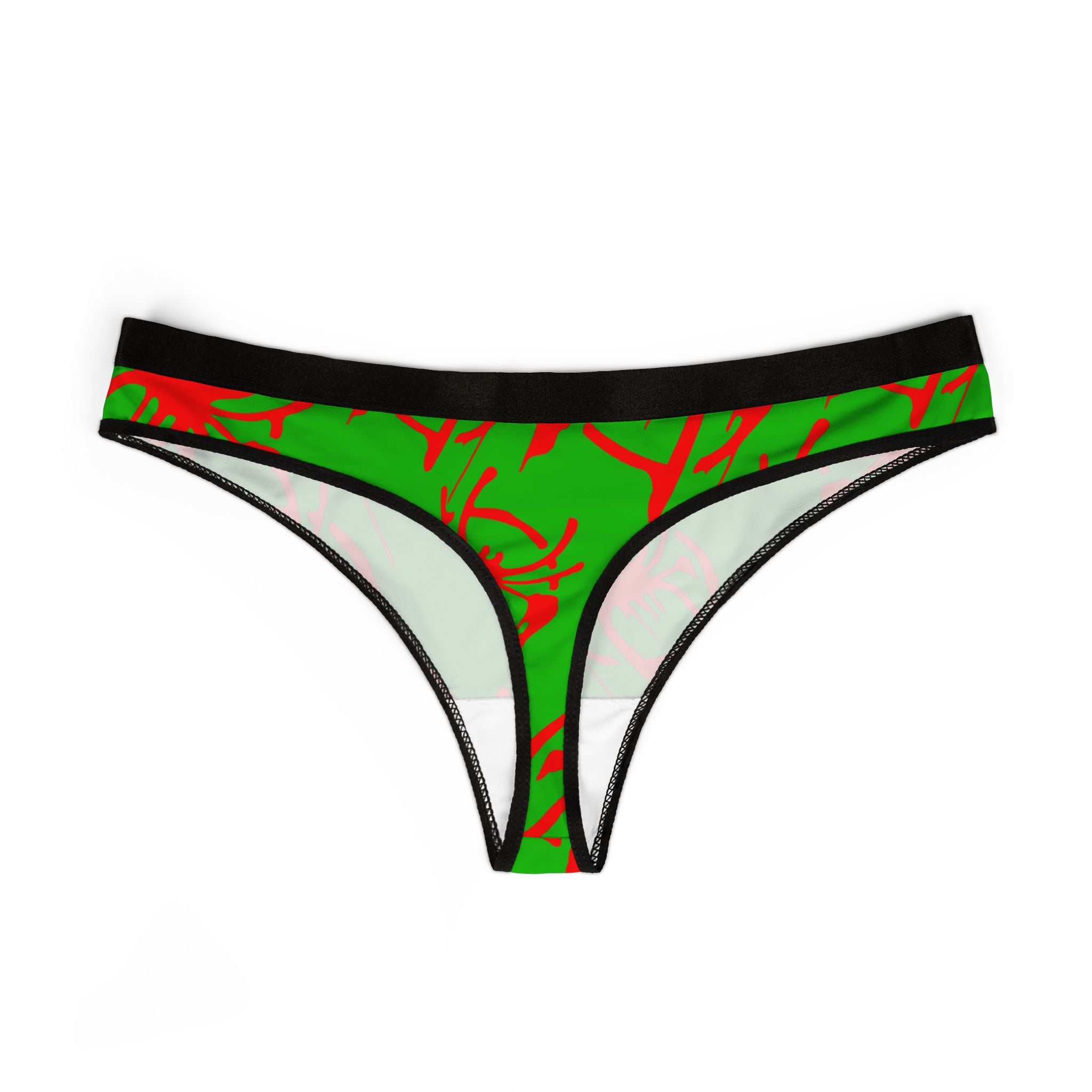 Women's thongs only spider web green