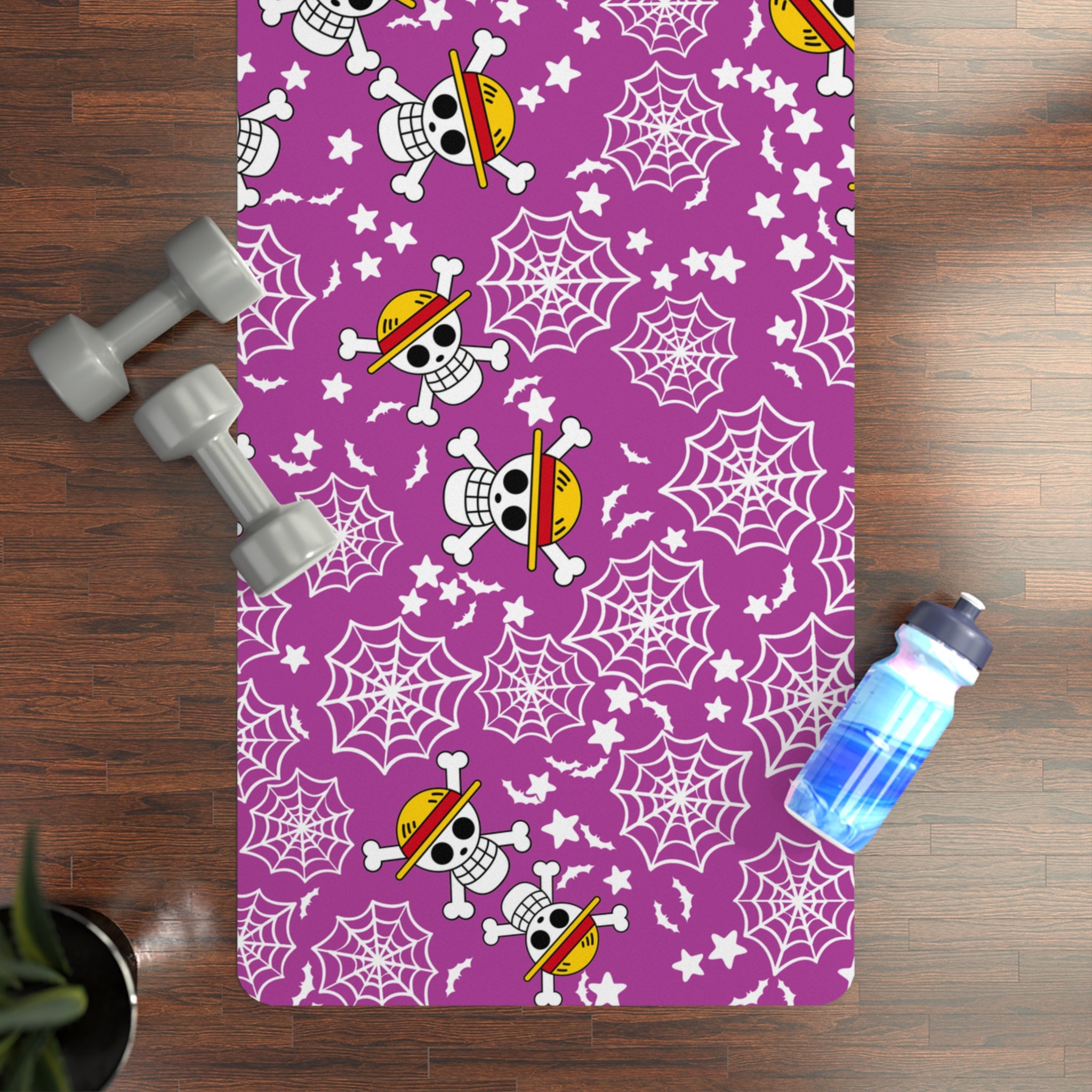 Rubber yoga mat skull anime bats pumpkin halloween purple