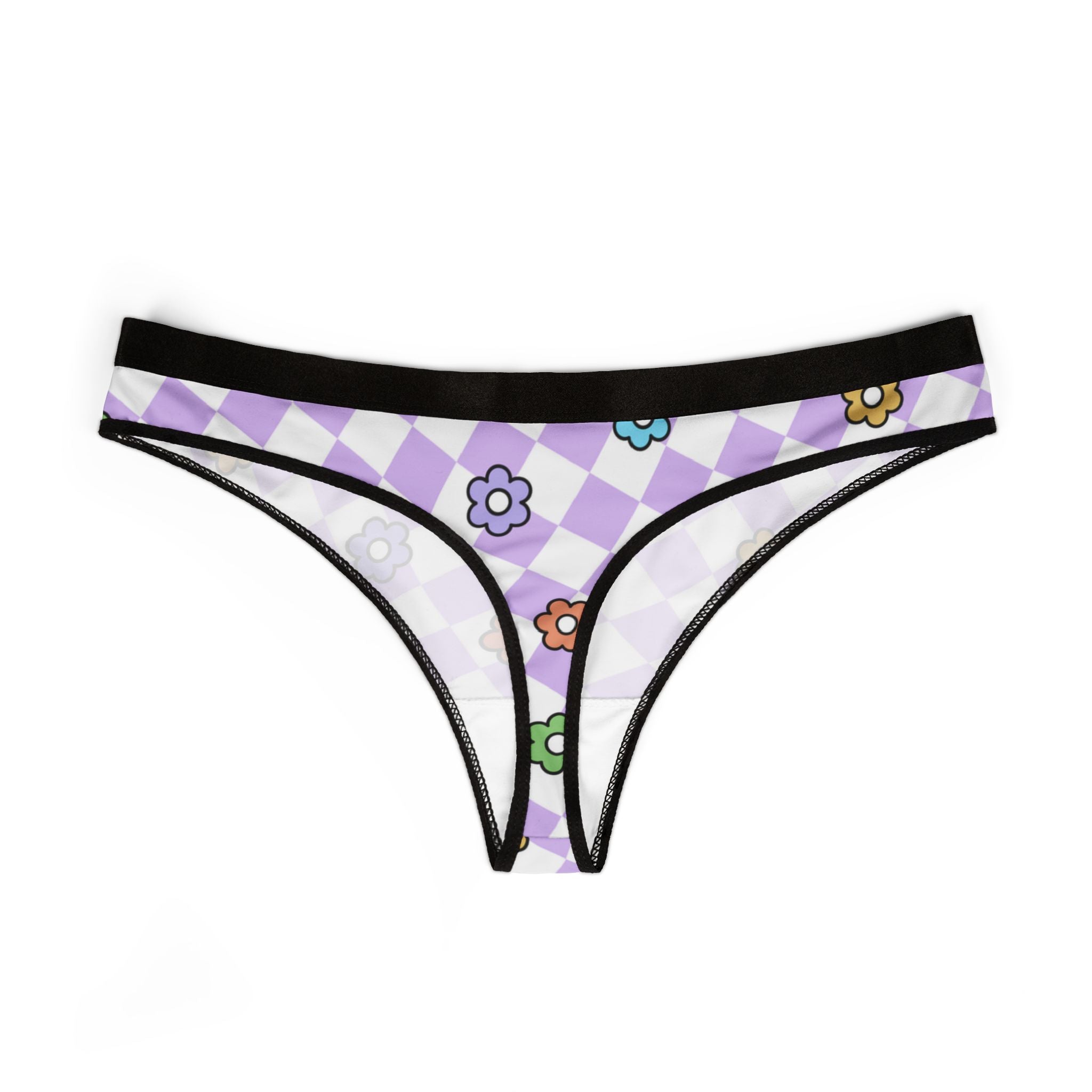 Women's thongs spring flower checkered