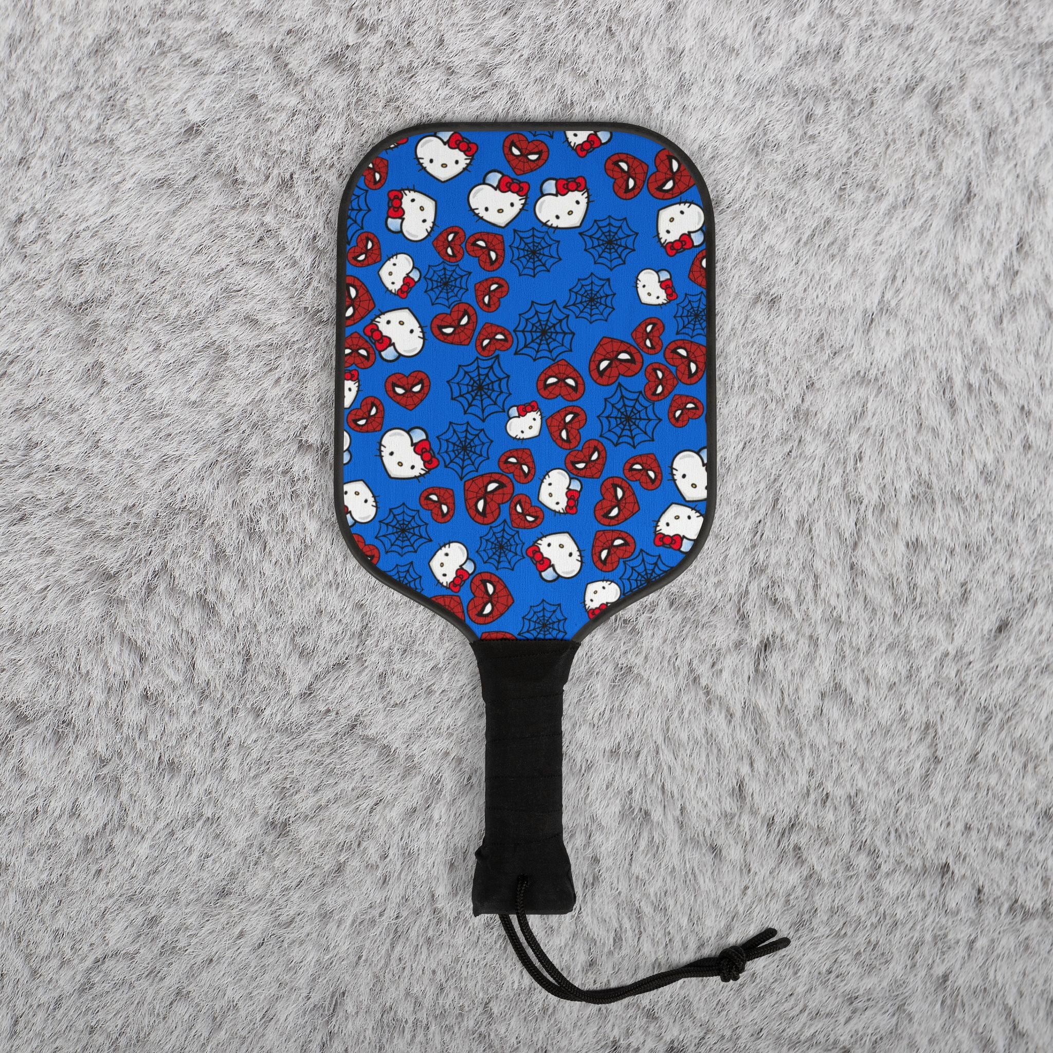 Pickleball kit (2 paddles + 2 balls + transparent bag) kitty spider web heart cyan