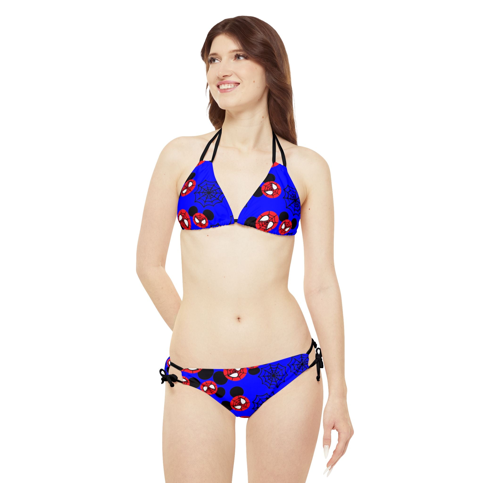 Strappy bikini set spider mickey web blue