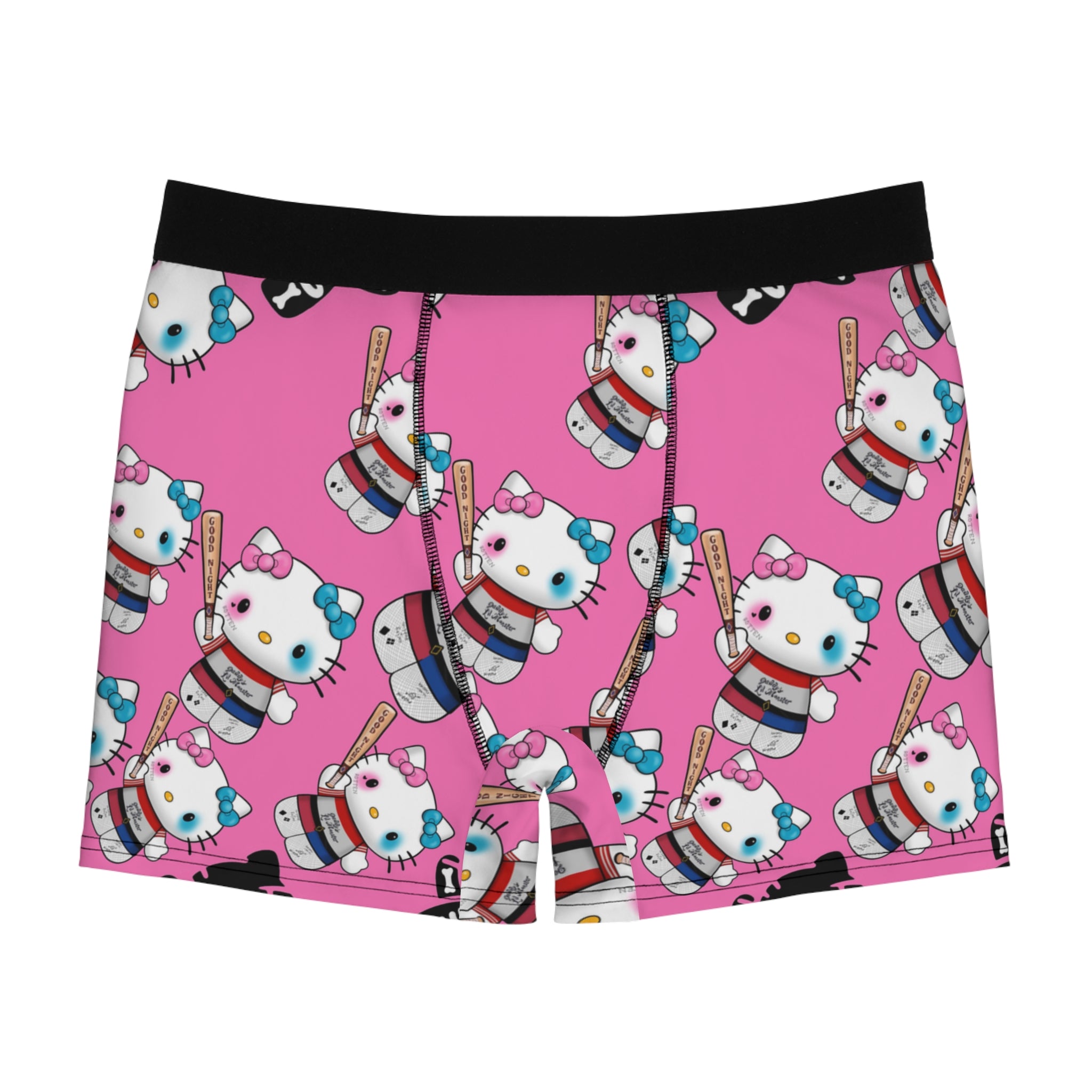 Men's boxer briefs kitty monster Halloween bone pink