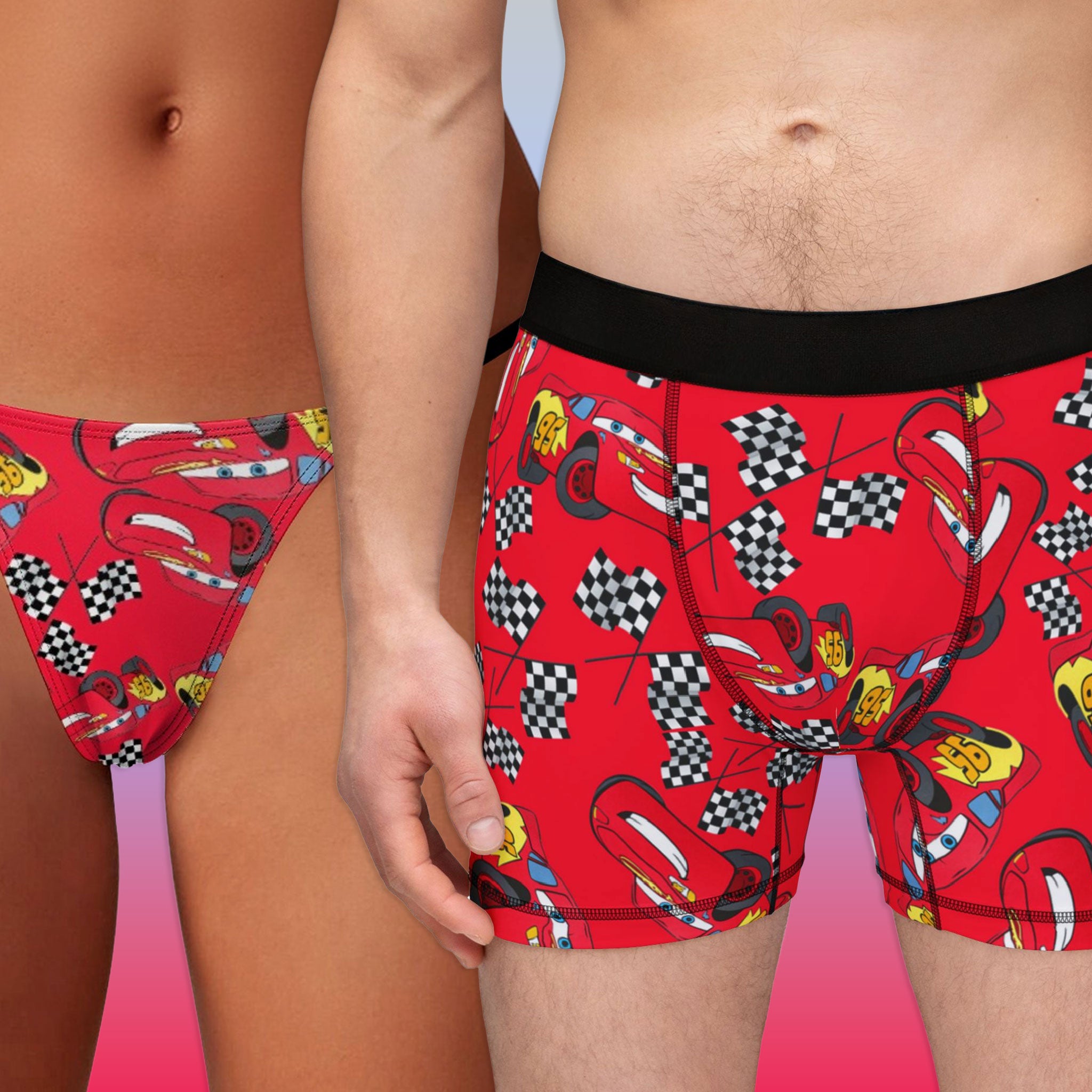 Couples matching mcqueen flag underwear, boxer & thin thong