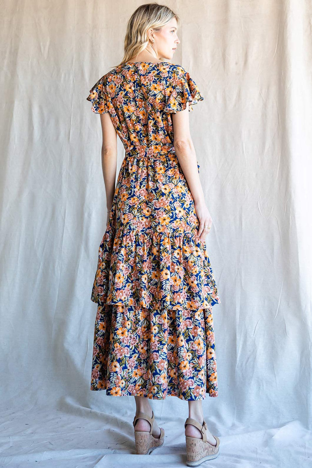 Floral Ruffled Midi Dress: Perfect Summer Beach Wedding Attire for Women