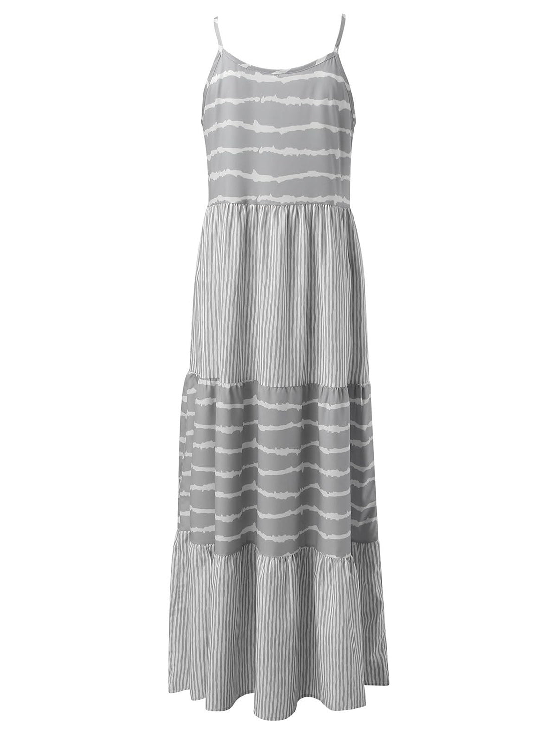 Tiered Striped Sleeveless Cami Dress for Mature Women - Perfect Summer Beach Wedding Guest Attire for Ladies Over 50
