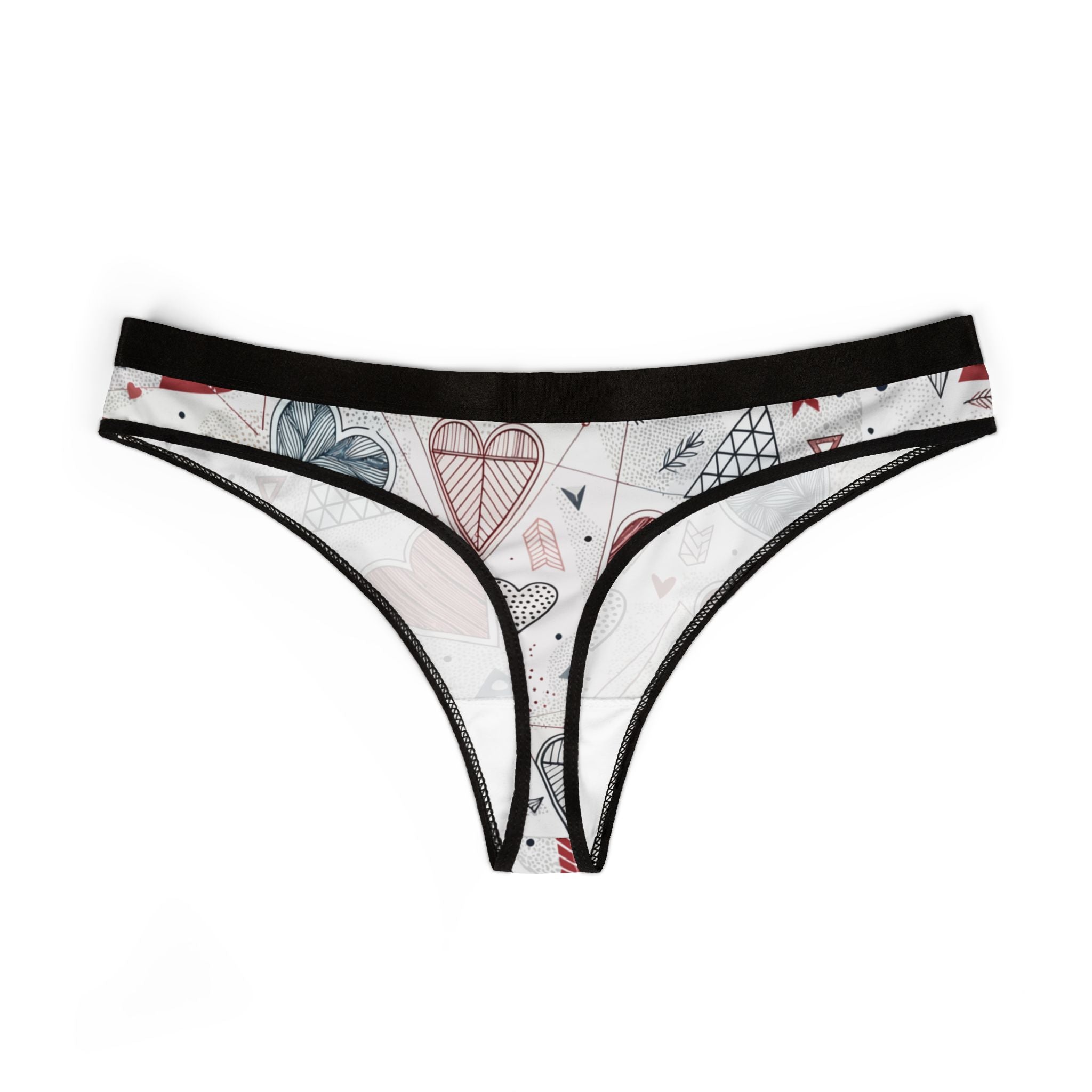 Women's thongs valentine heart retro one