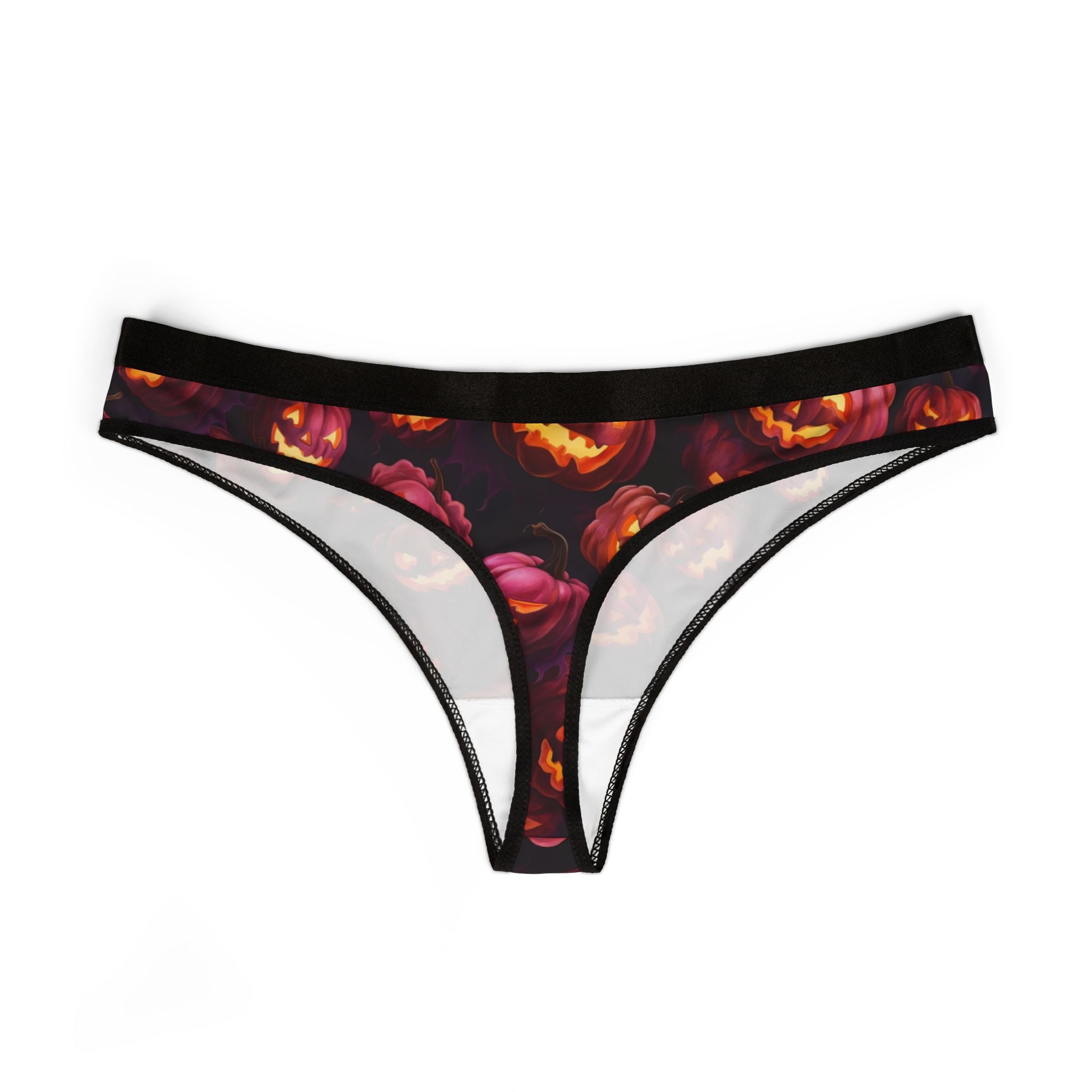 Women's thongs halloween pumpkin with glowing eyes and mouths