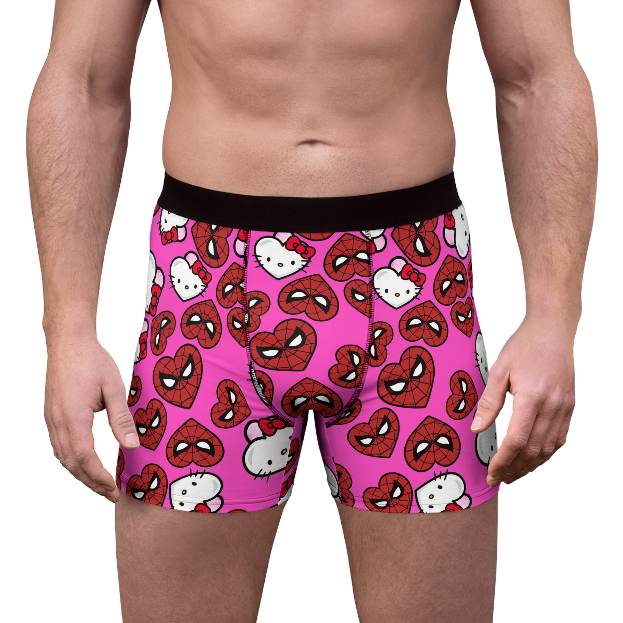 Men's boxer briefs spider kitty double hearts pink