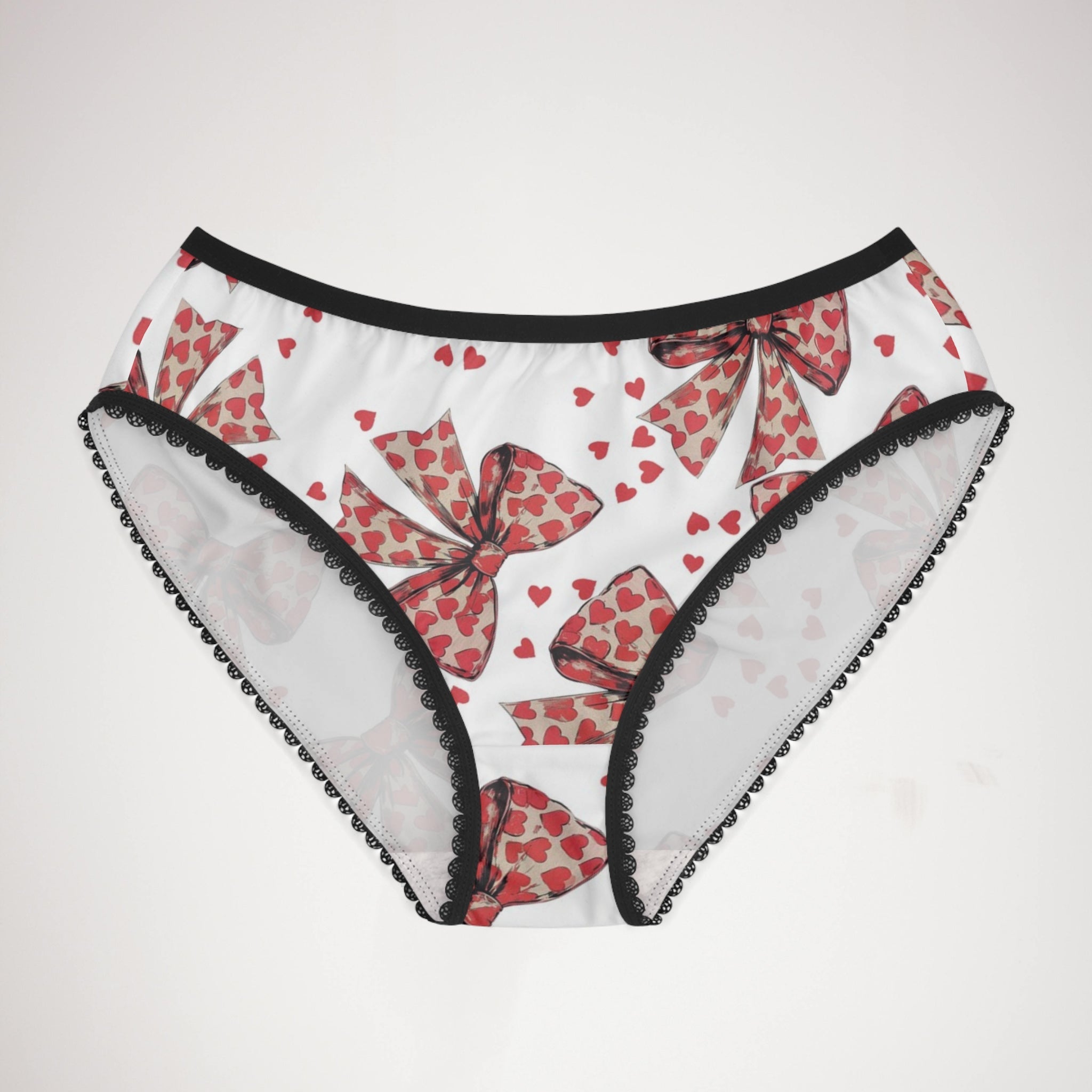 Women's briefs valentine s day heart coquette bow white