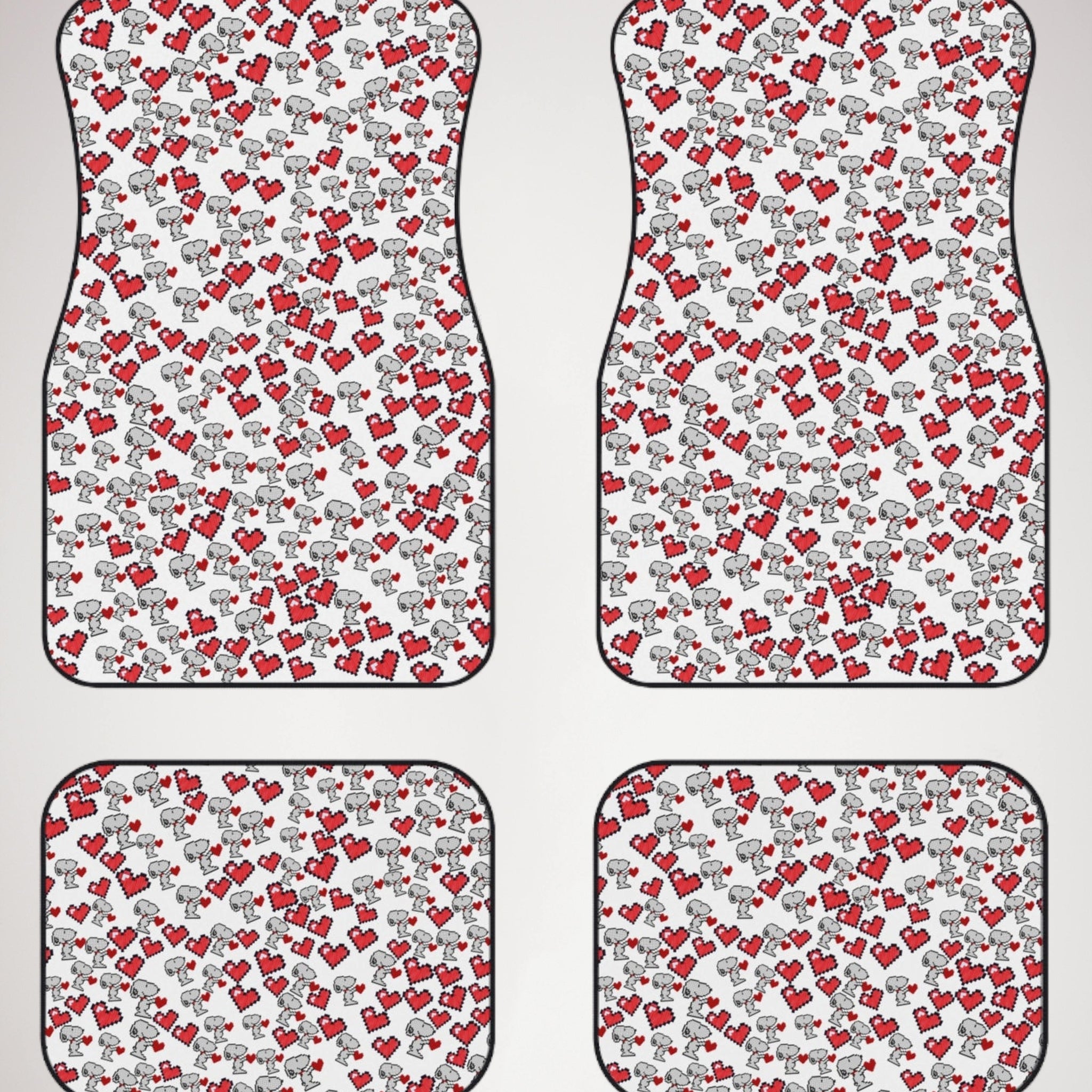 Car mats (set of 4) snoopy hearts valentine white