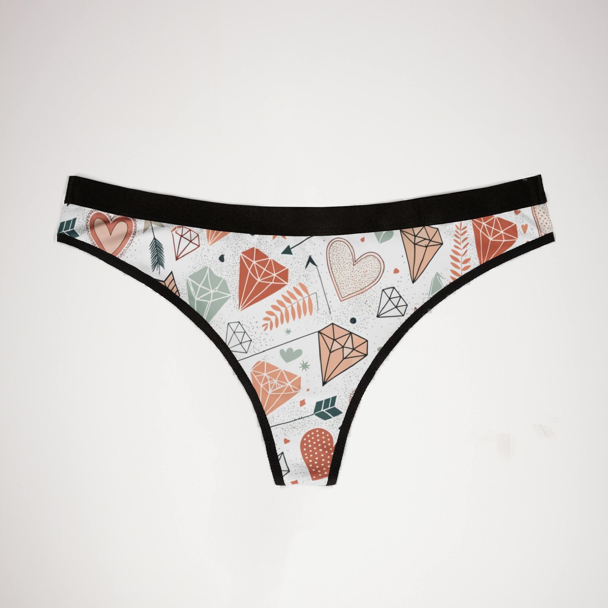 Women's thongs valentine heart retro one