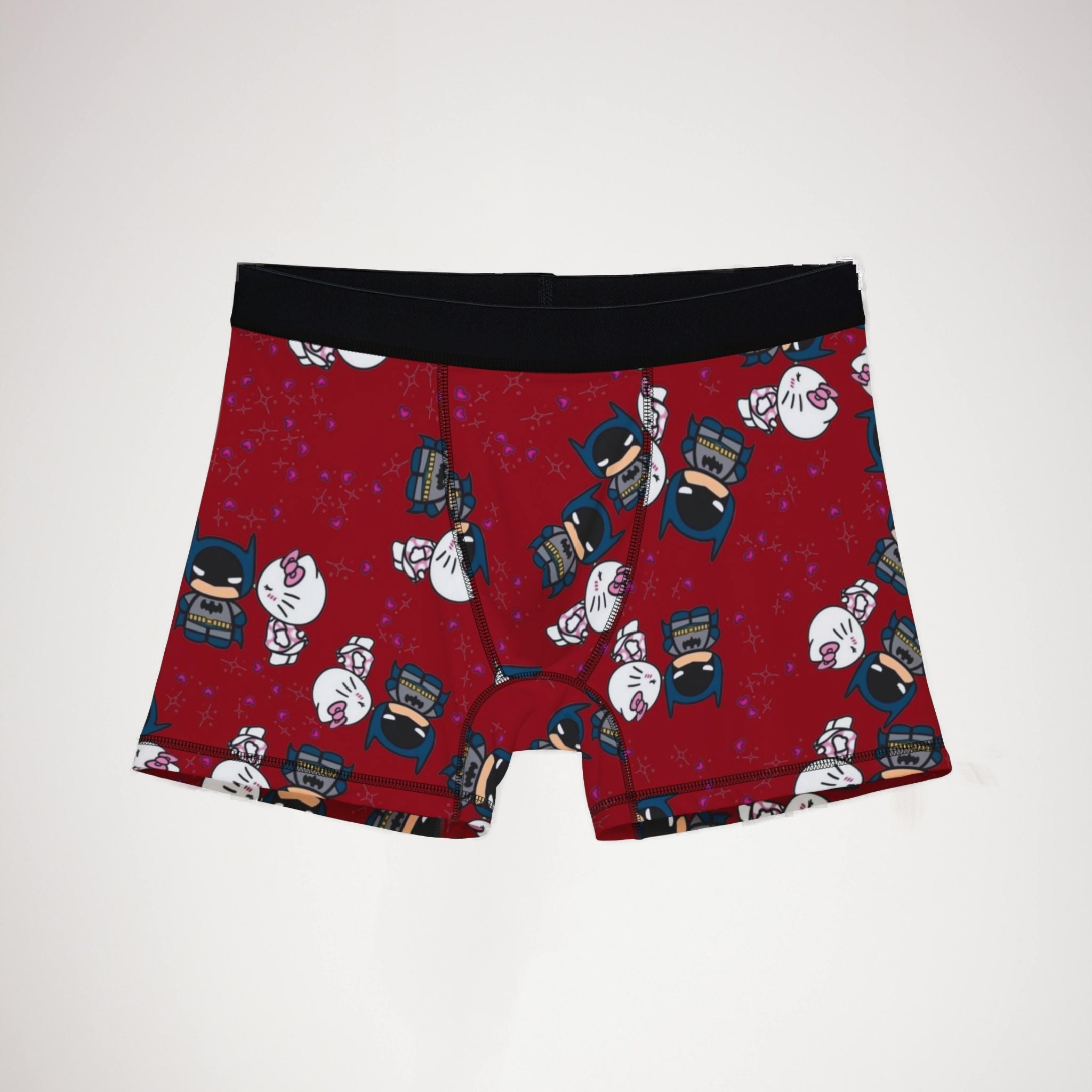 Men's boxers kitty batman valentine kiss red