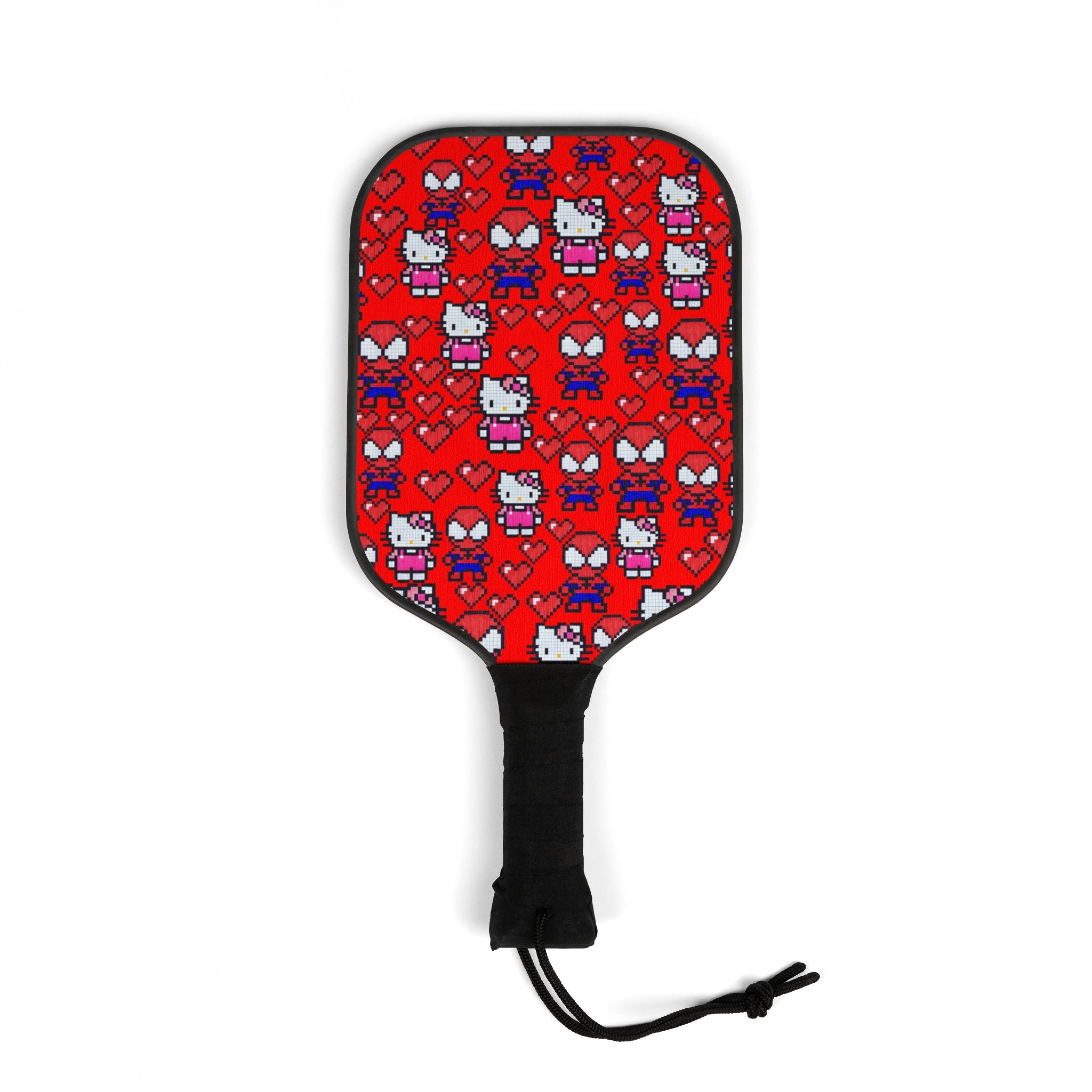 Pickleball kit (2 paddles + 2 balls + transparent bag) spider kitty pixel heart love valentine red