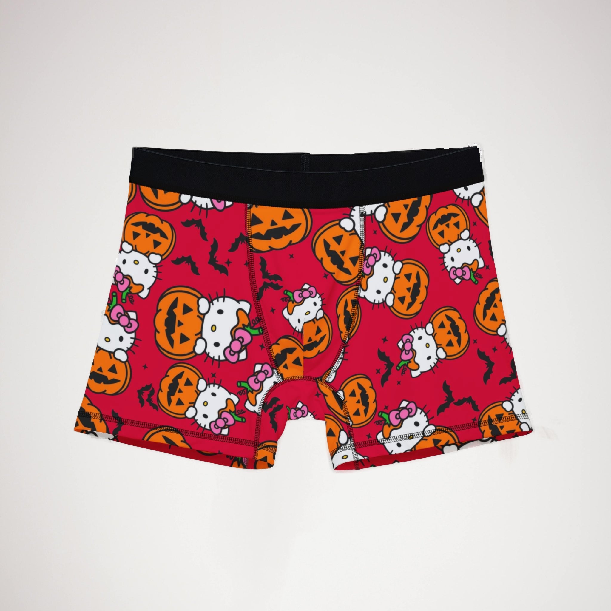 Men's boxers kitty hold pumpkin Halloween red