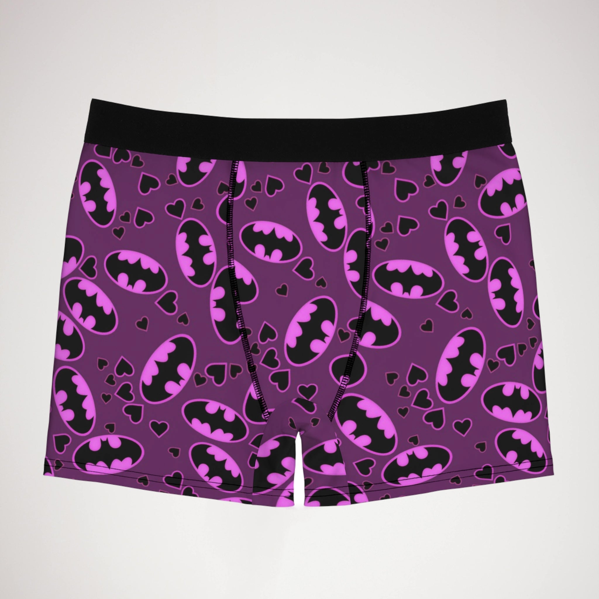 Men's boxer briefs batman hearts valentine love purple