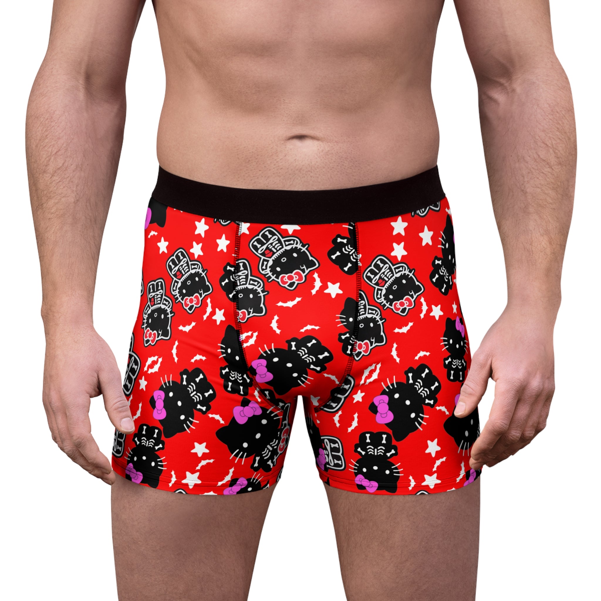 Men's boxer briefs kitty halloween bones red