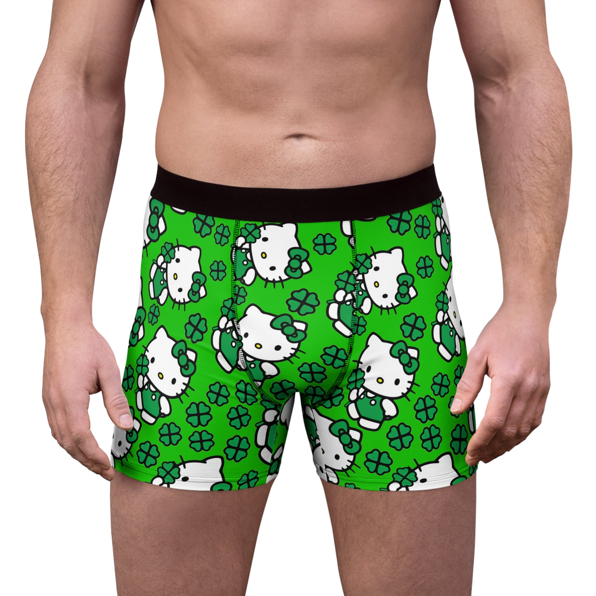 Men's boxer briefs kitty saint patrick lucky green