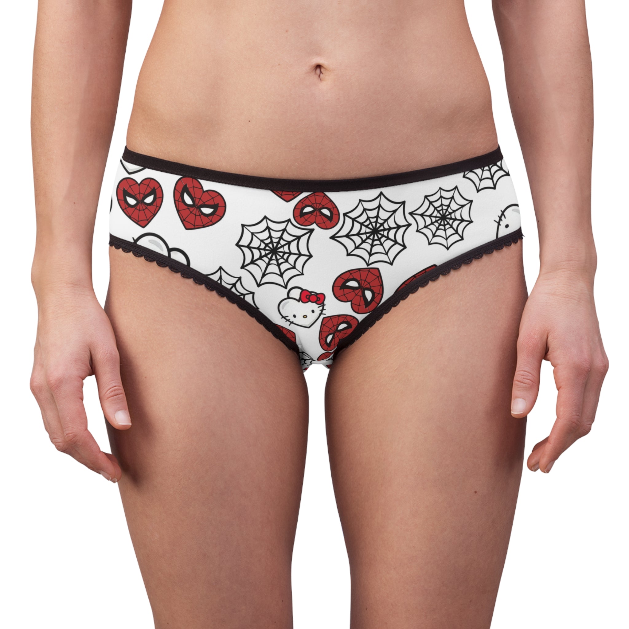 Women's briefs kitty spider web heart white