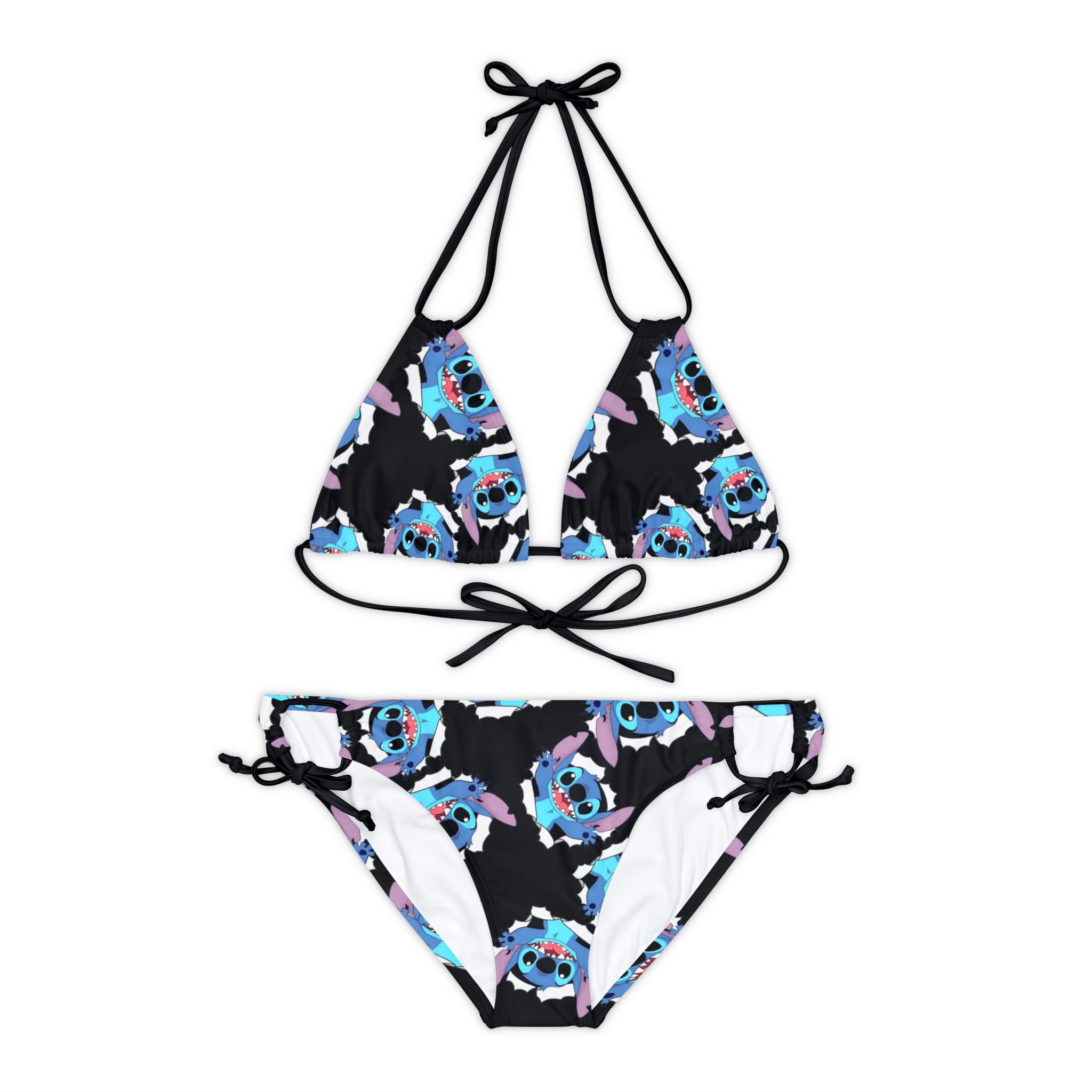 Strappy bikini set stitch black