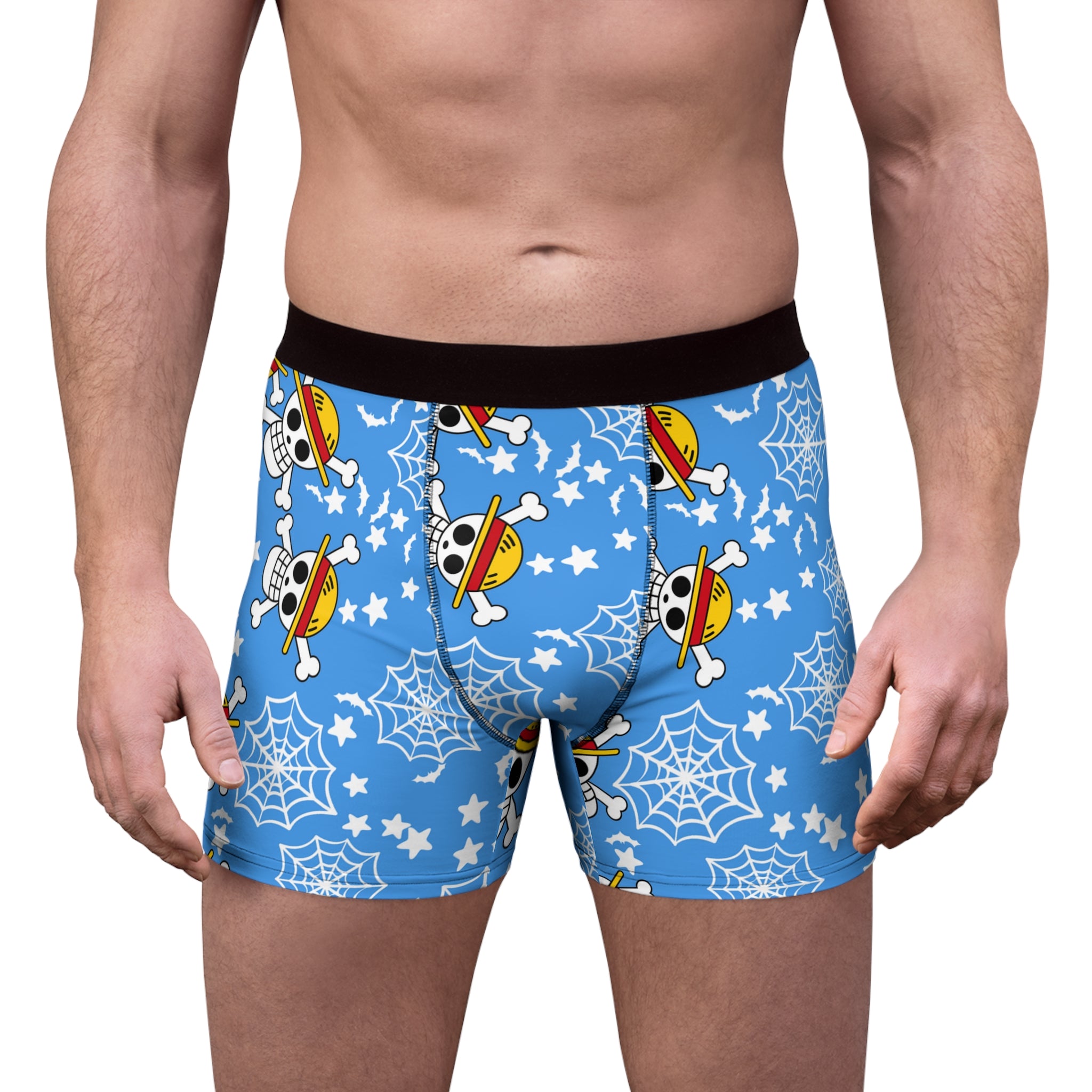 Men's boxer briefs skull anime bats pumpkin halloween cyan