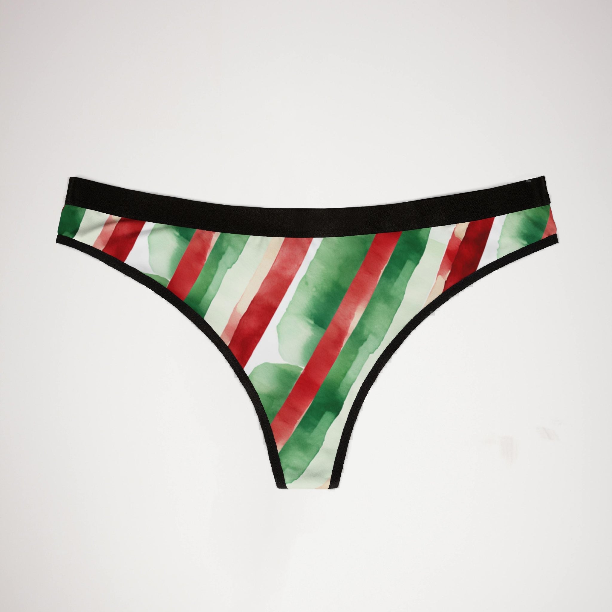 Women's thongs watercolor christmas one