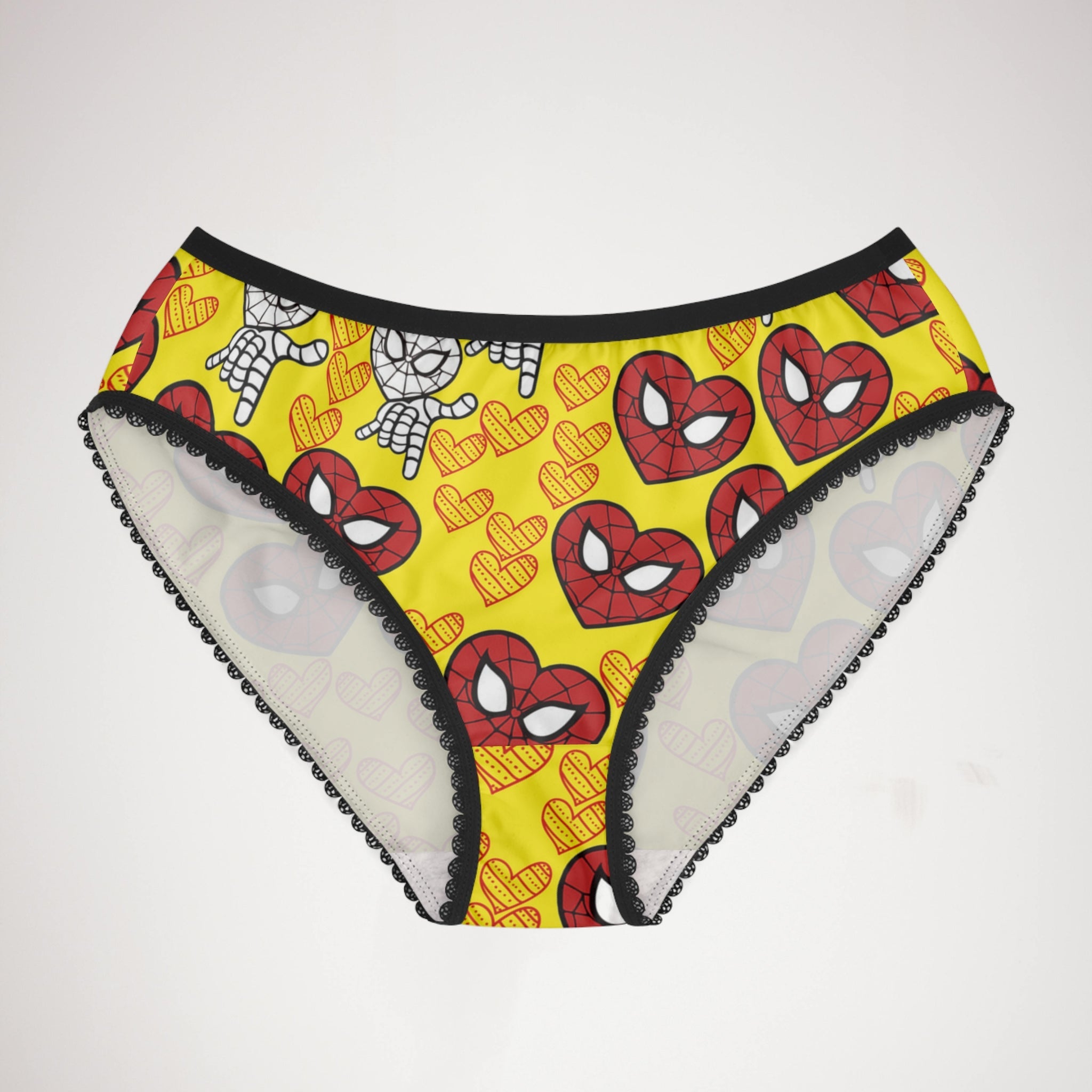 Women's briefs spider heart kiss yellow