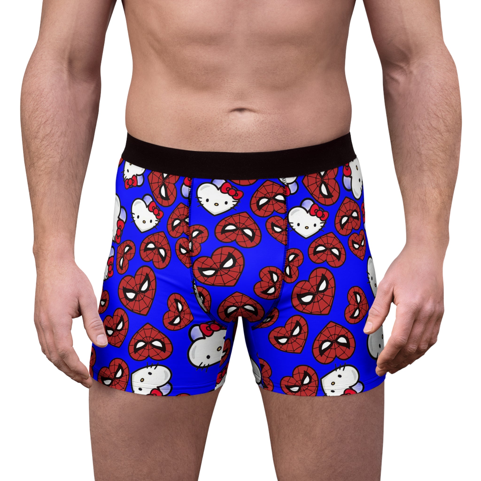 Men's boxer briefs spider kitty double hearts blue