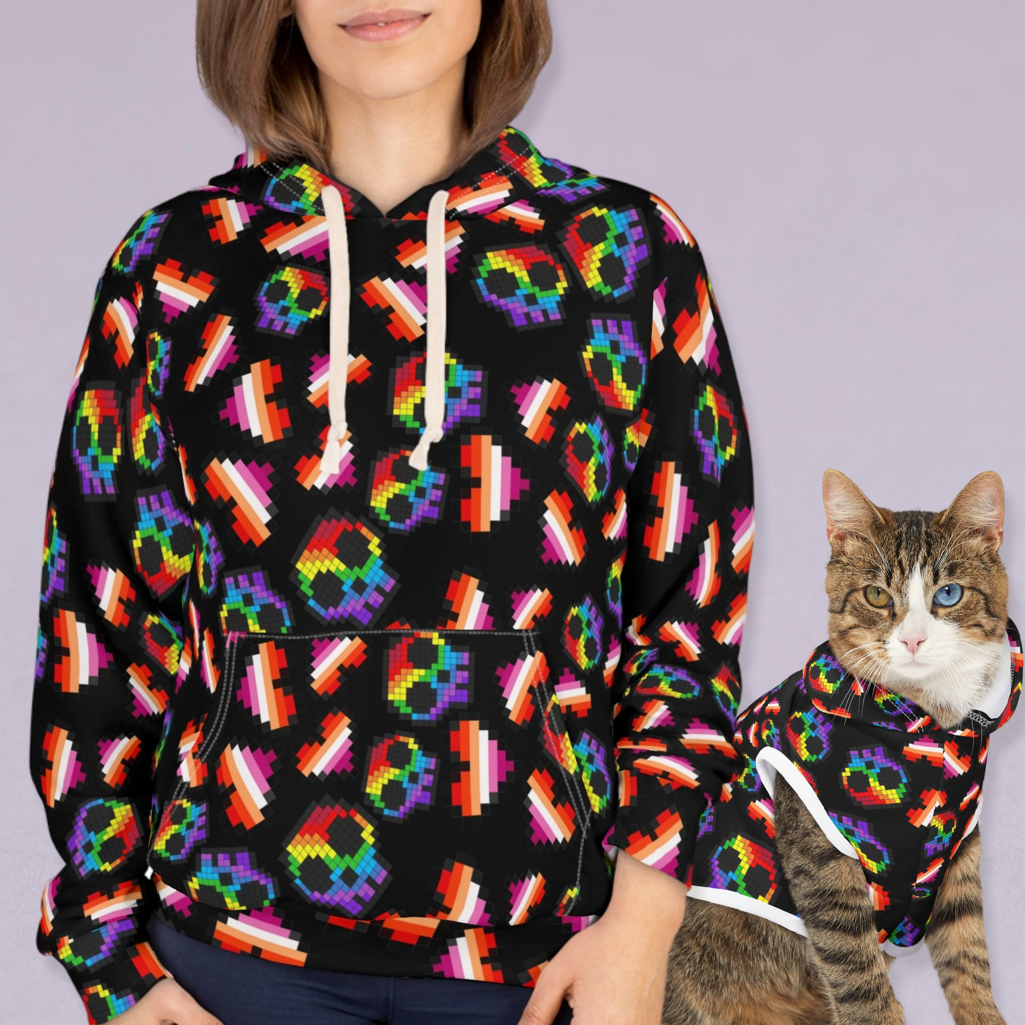 Matching Cat & Dog Pet and Owner Outfits lgbt pride skull heart halloween unisex sweaters/hoodies