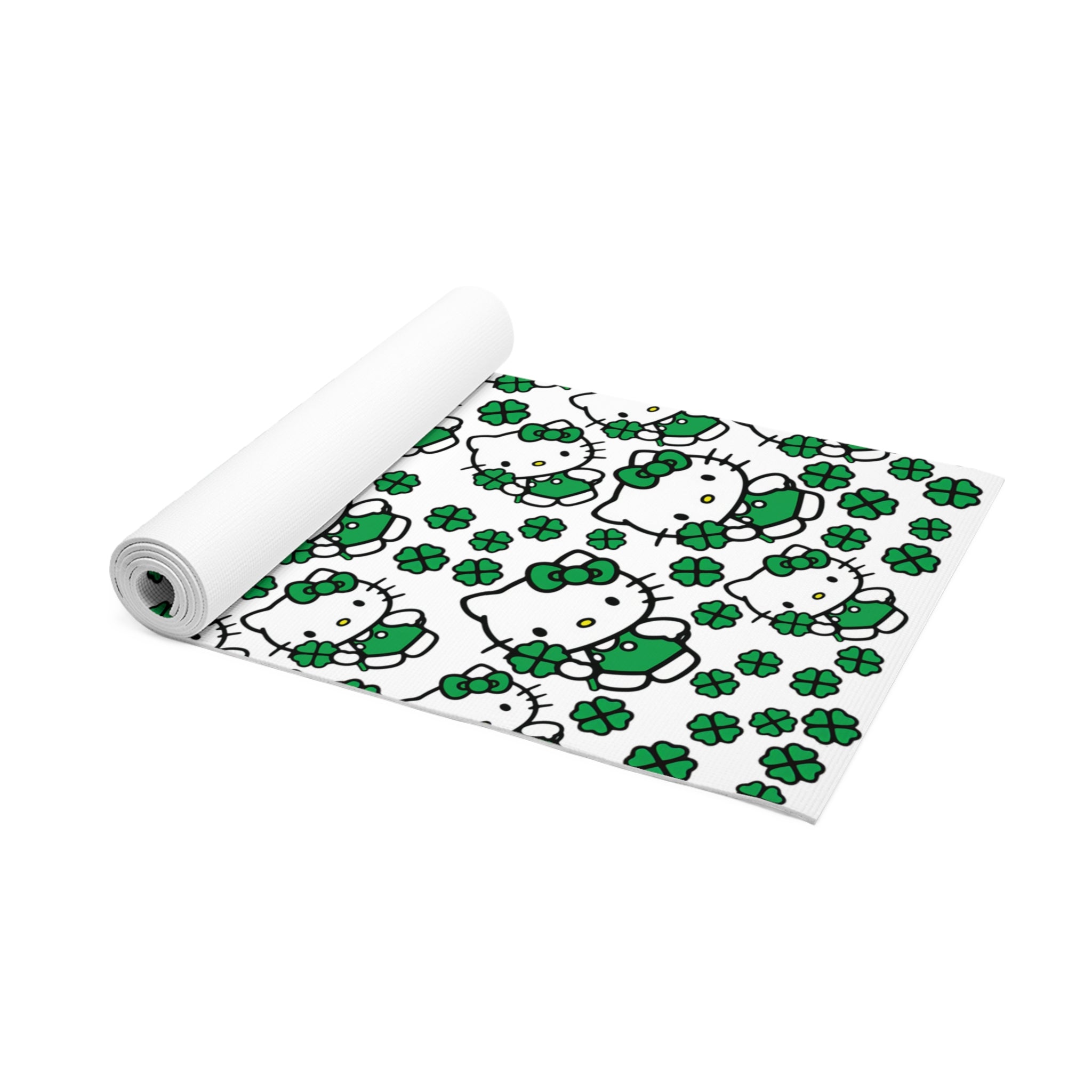 Foam yoga mat kitty saint patrick lucky white