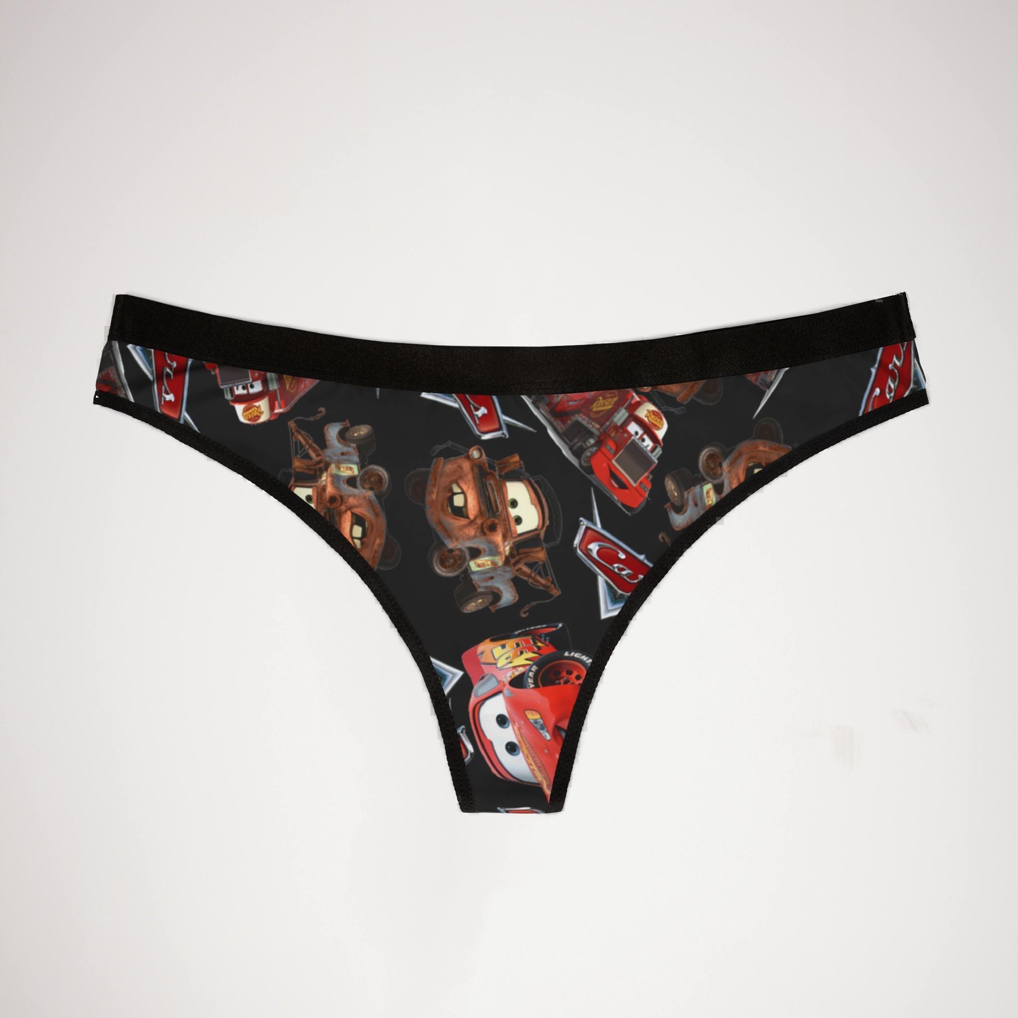 Women's thongs mcqueen funny cars black