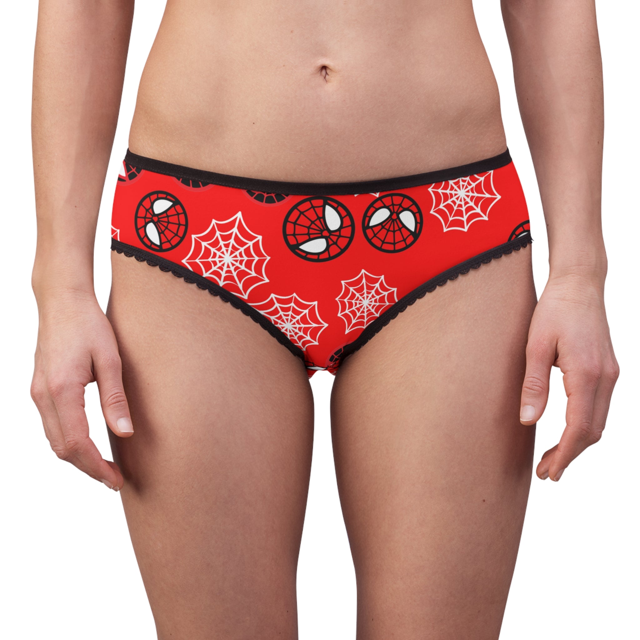 Women's briefs spider circle web red