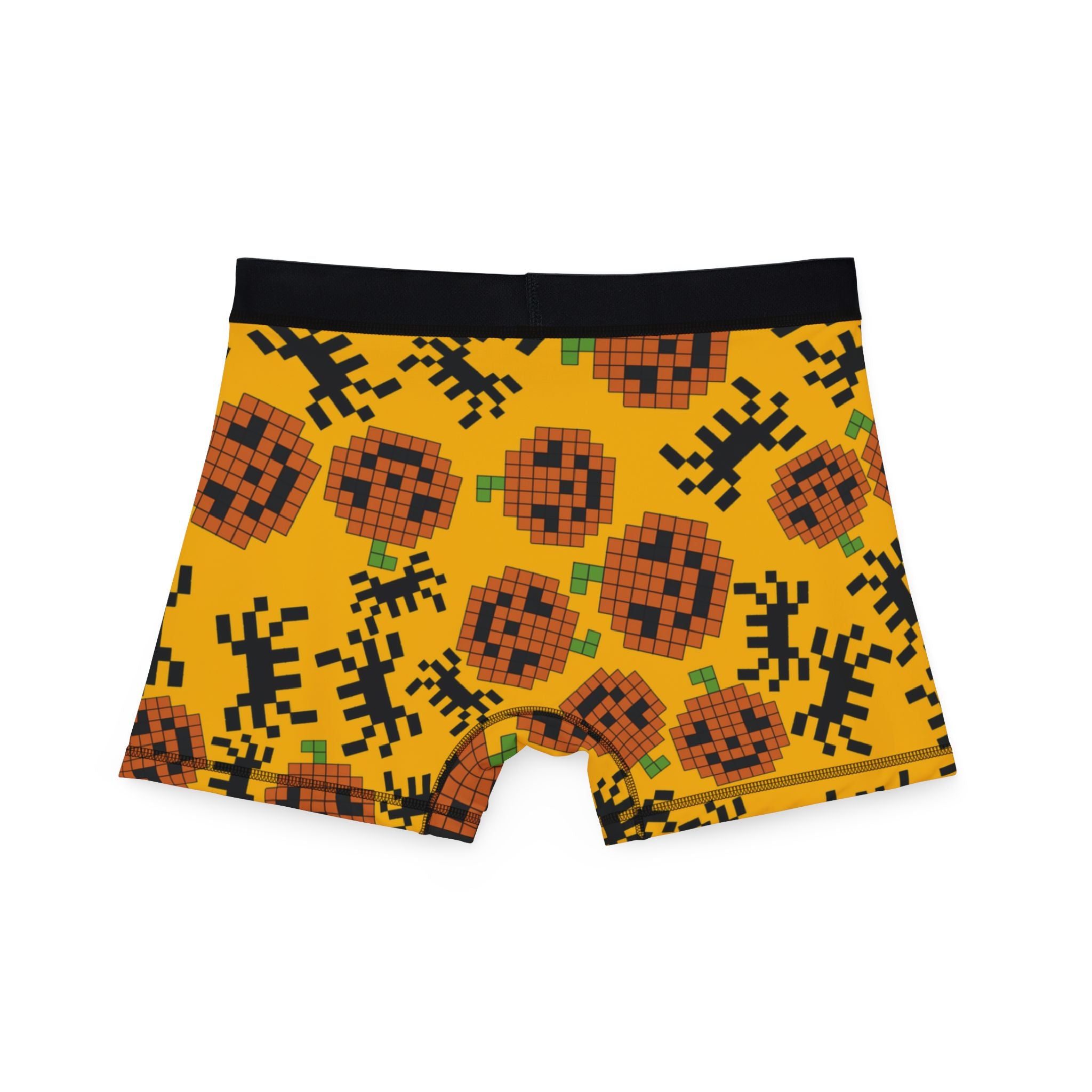 Men's boxers pumpkin spider pixel halloween yellow