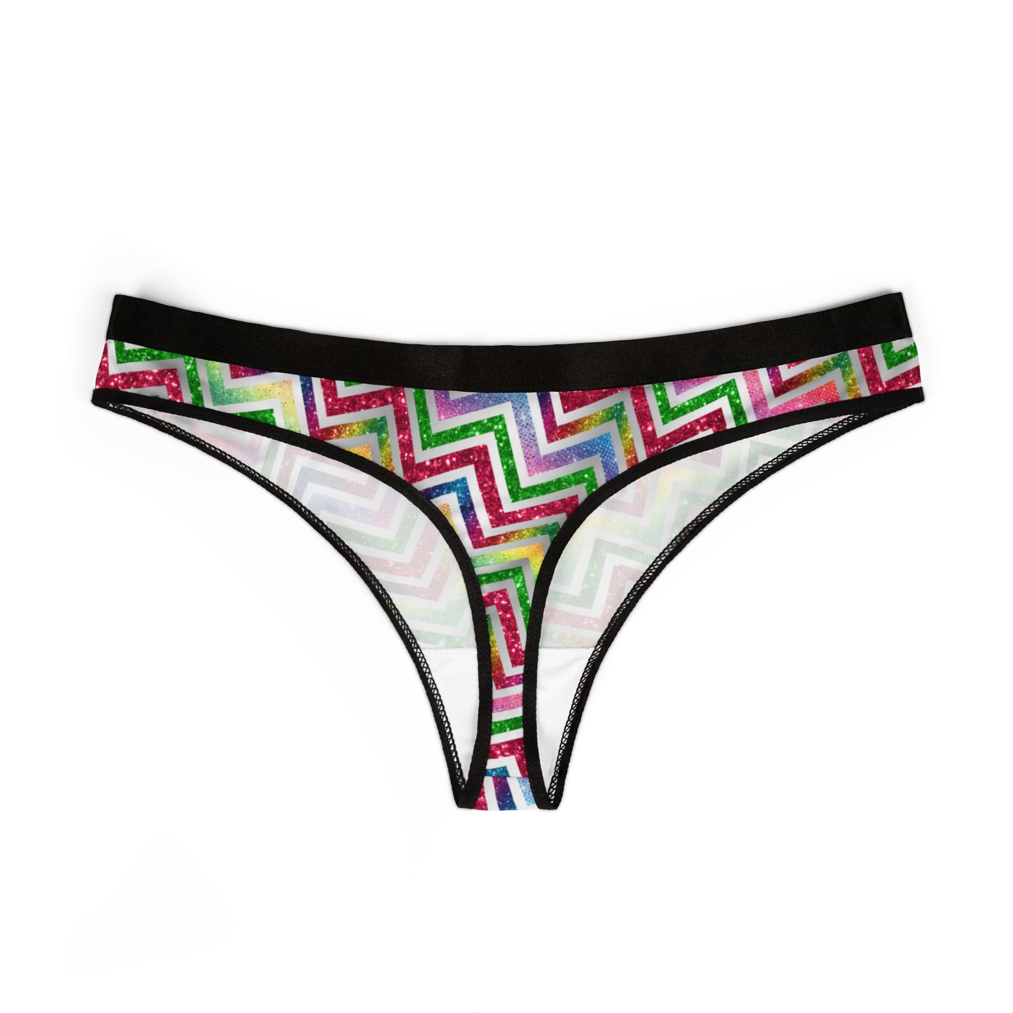 Women's thongs rainbow glitter