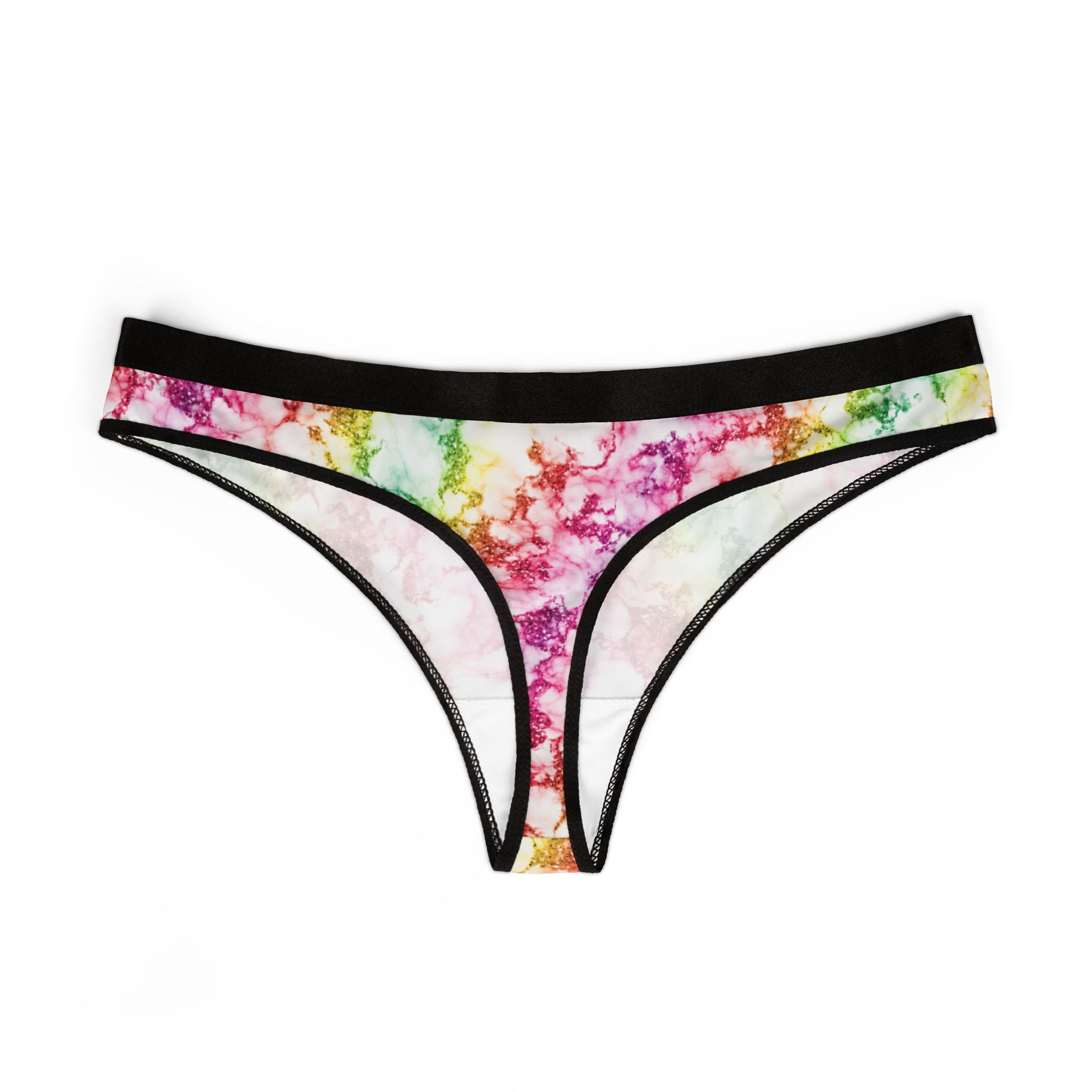 Women's thongs rainbow glitter